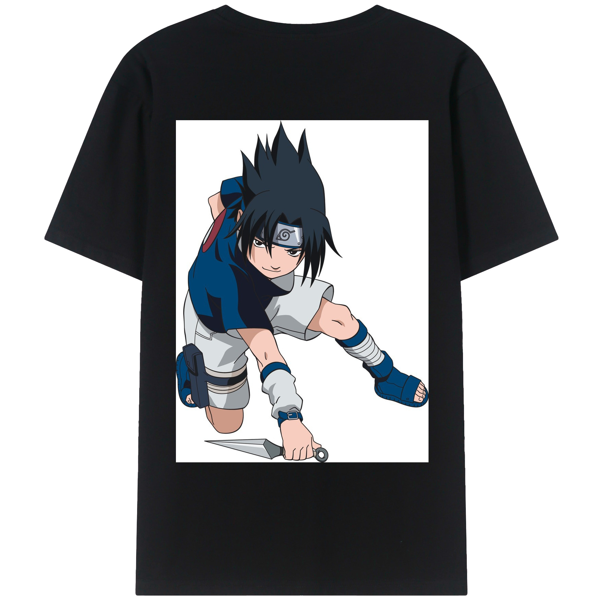 （画像用） NARUTO -ナルト- うちは サスケ Uchiha Sasuke 綿100％ メンズ半袖Tシャツ（バックプリント） 通気性