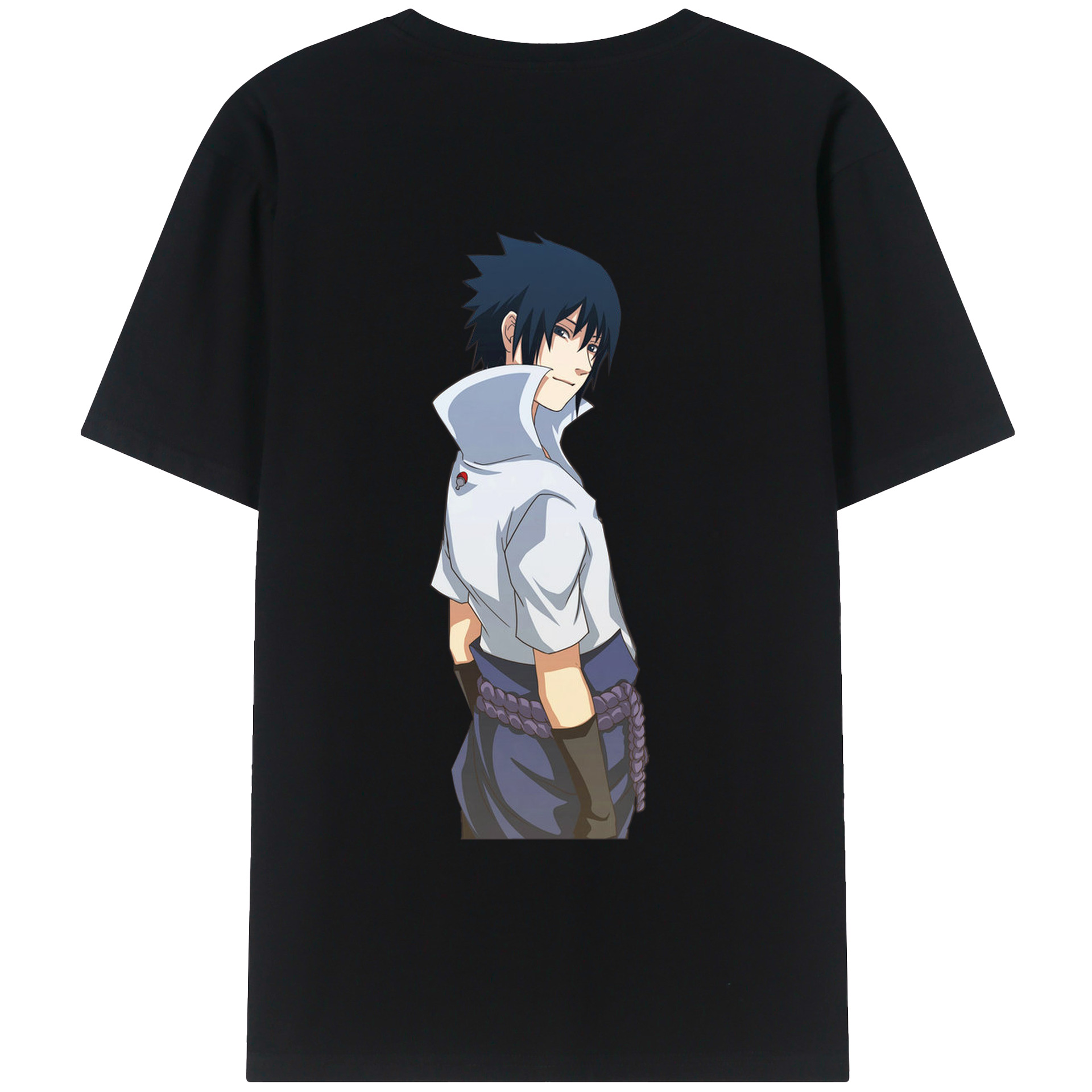 （画像用） NARUTO -ナルト- うちは サスケ Uchiha Sasuke 綿100％ メンズ半袖Tシャツ（バックプリント） 通気性
