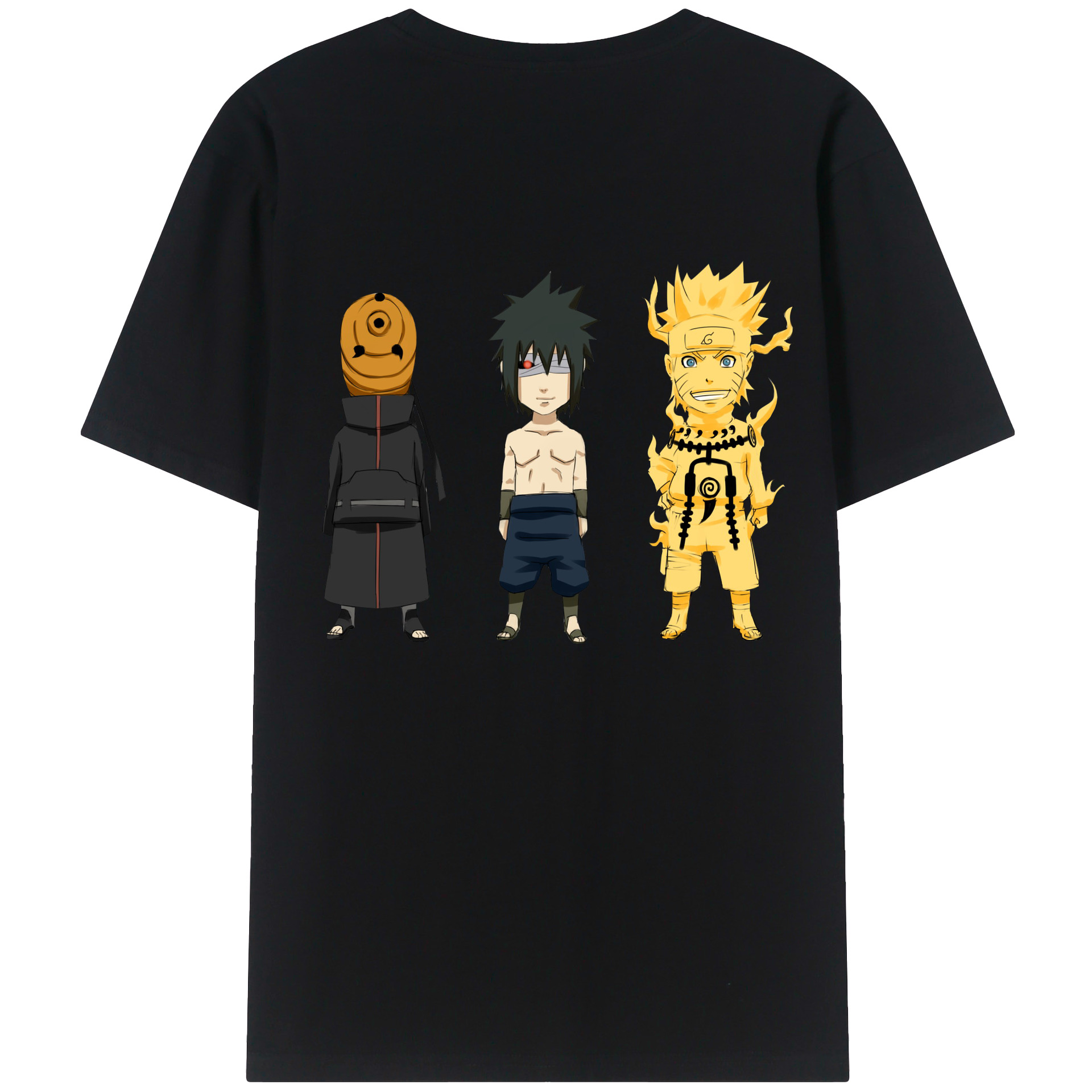 （画像用） NARUTO -ナルト- うちは サスケ Uchiha Sasuke 綿100％ メンズ半袖Tシャツ（バックプリント） 通気性