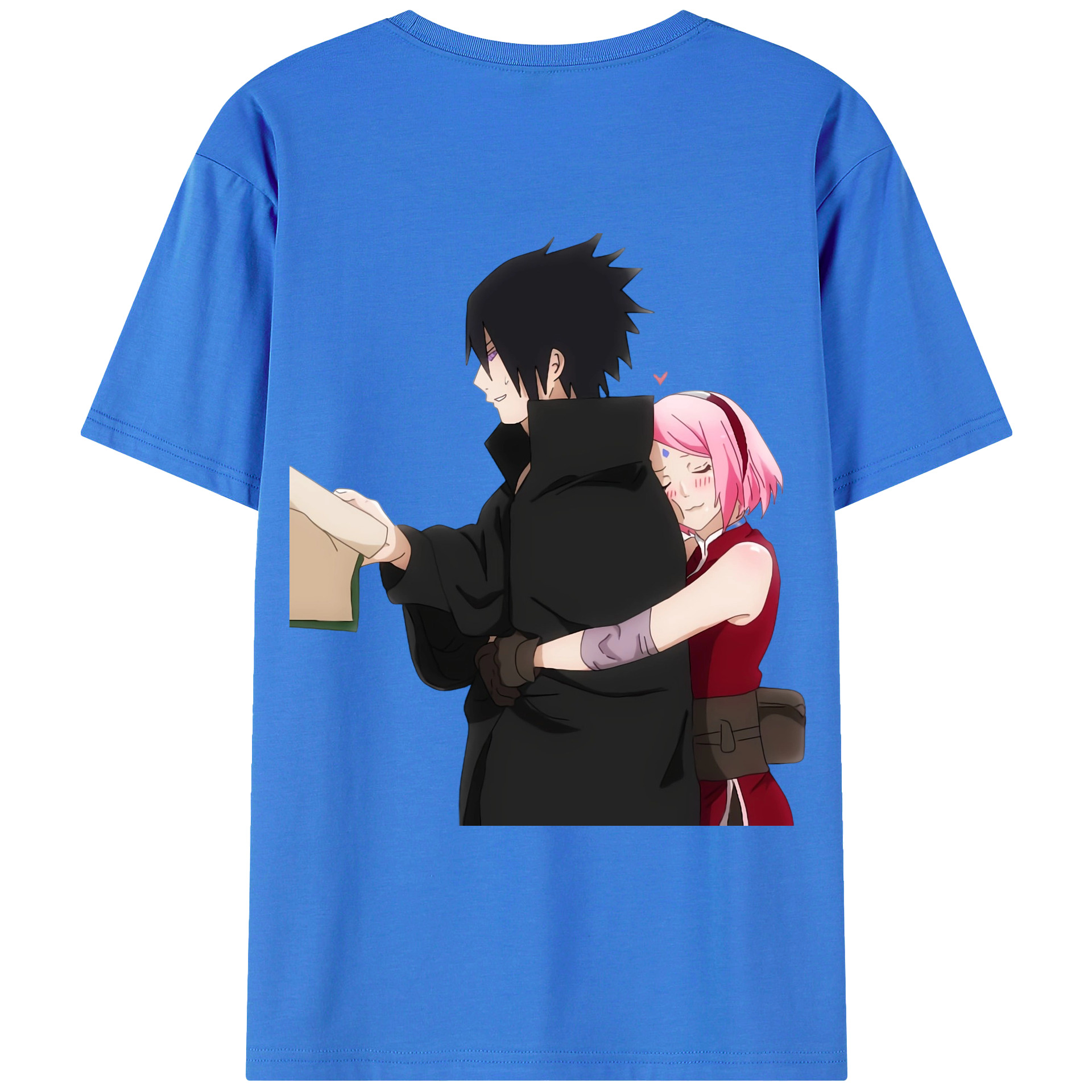 （画像用） NARUTO -ナルト- うちは サスケ Uchiha Sasuke 綿100％ メンズ半袖Tシャツ（バックプリント） 通気性