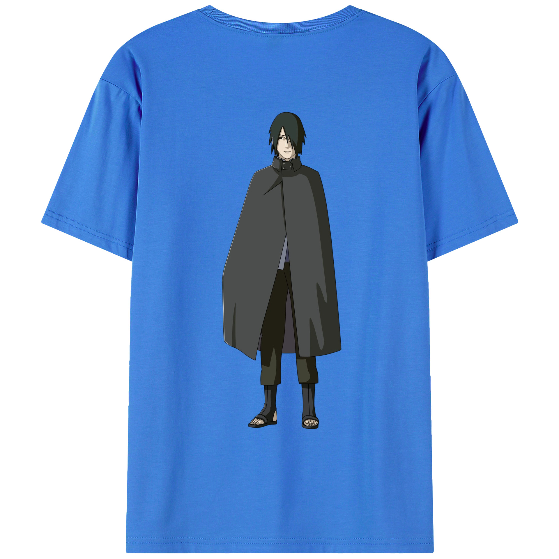（画像用） NARUTO -ナルト- うちは サスケ Uchiha Sasuke 綿100％ メンズ半袖Tシャツ（バックプリント） 通気性