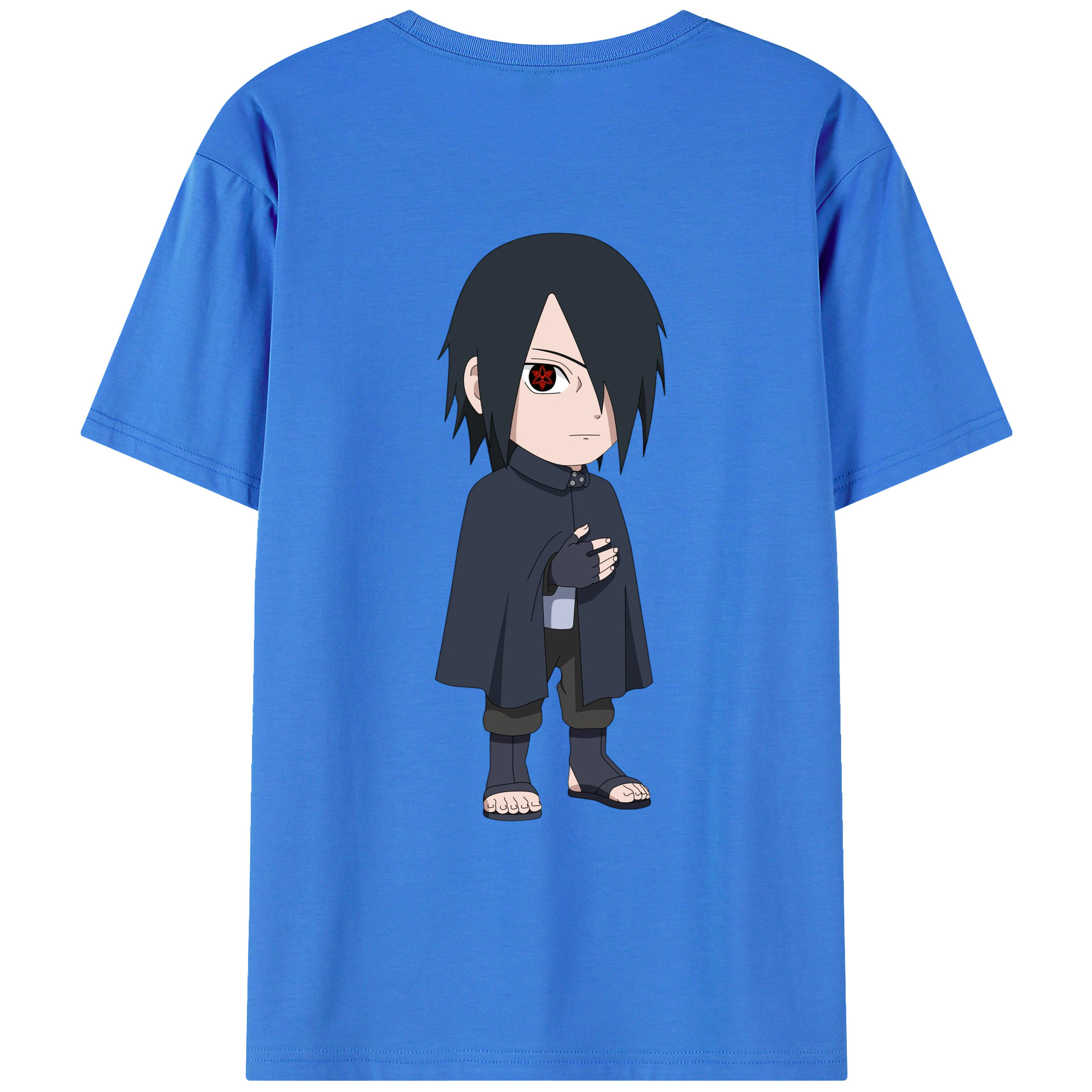 （画像用） NARUTO -ナルト- うちは サスケ Uchiha Sasuke 綿100％ メンズ半袖Tシャツ（バックプリント） 通気性