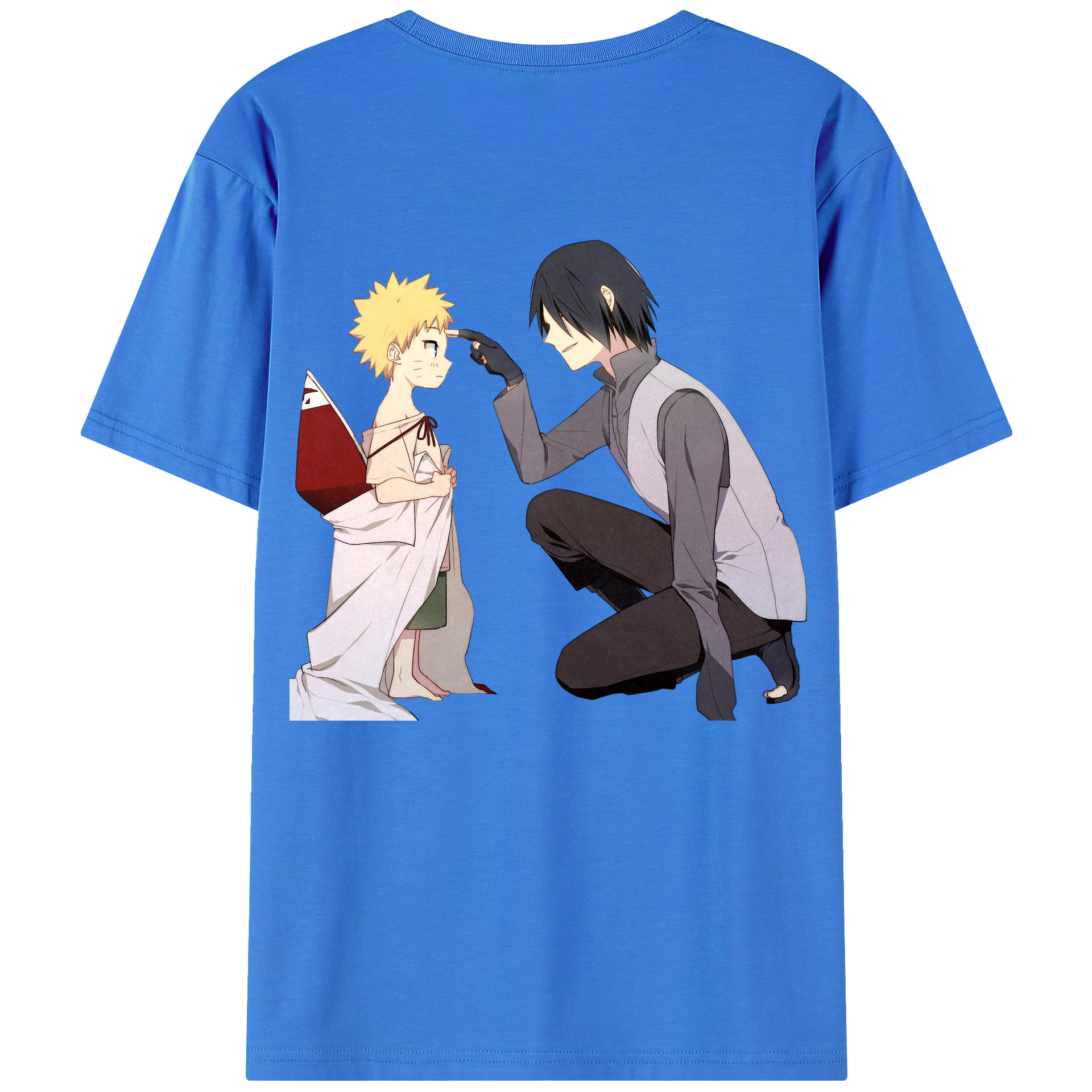 （画像用） NARUTO -ナルト- うちは サスケ Uchiha Sasuke 綿100％ メンズ半袖Tシャツ（バックプリント） 通気性