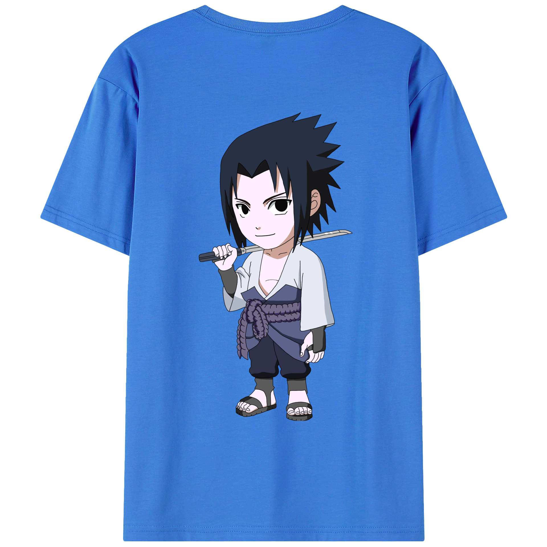 （画像用） NARUTO -ナルト- うちは サスケ Uchiha Sasuke 綿100％ メンズ半袖Tシャツ（バックプリント） 通気性