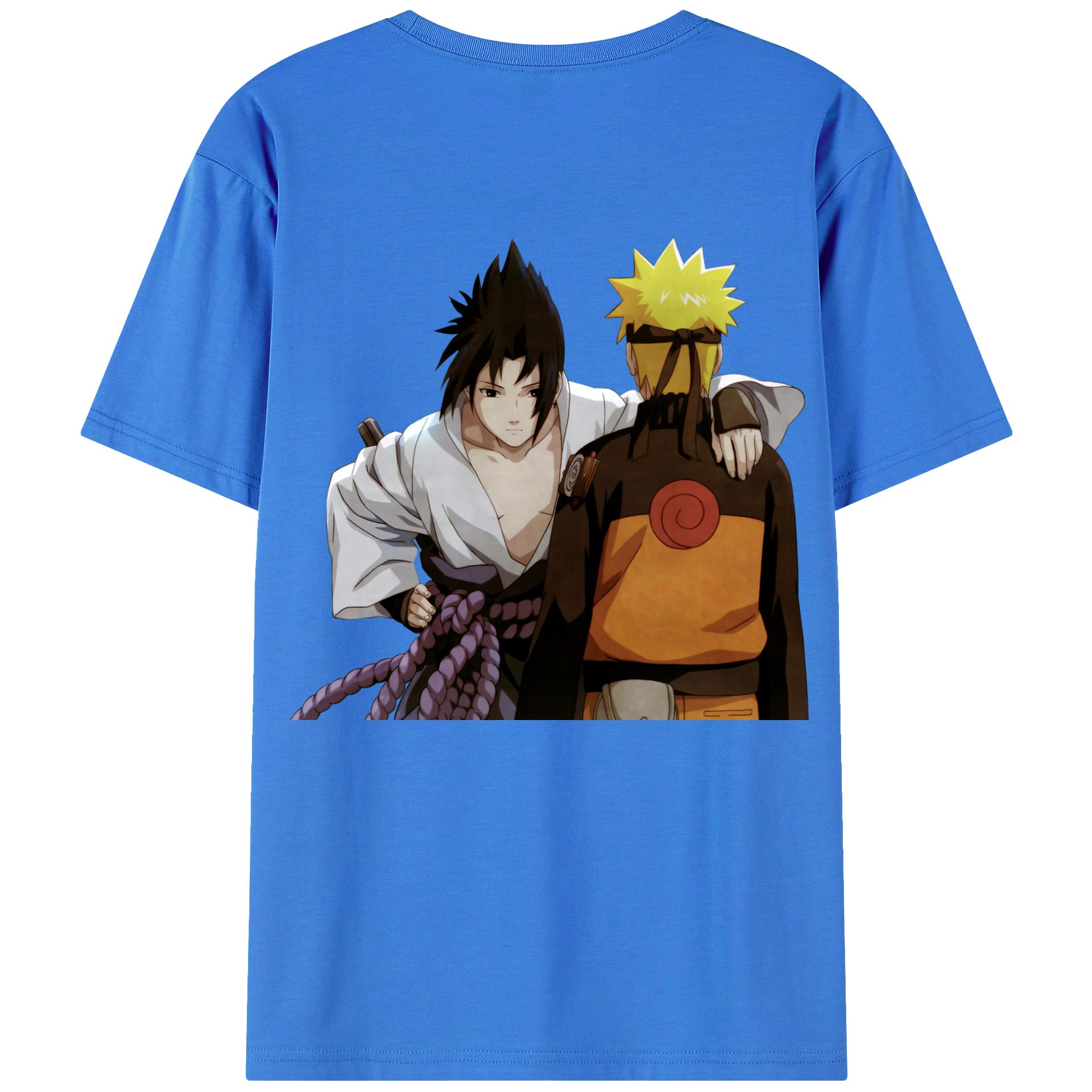 （画像用） NARUTO -ナルト- うちは サスケ Uchiha Sasuke 綿100％ メンズ半袖Tシャツ（バックプリント） 通気性