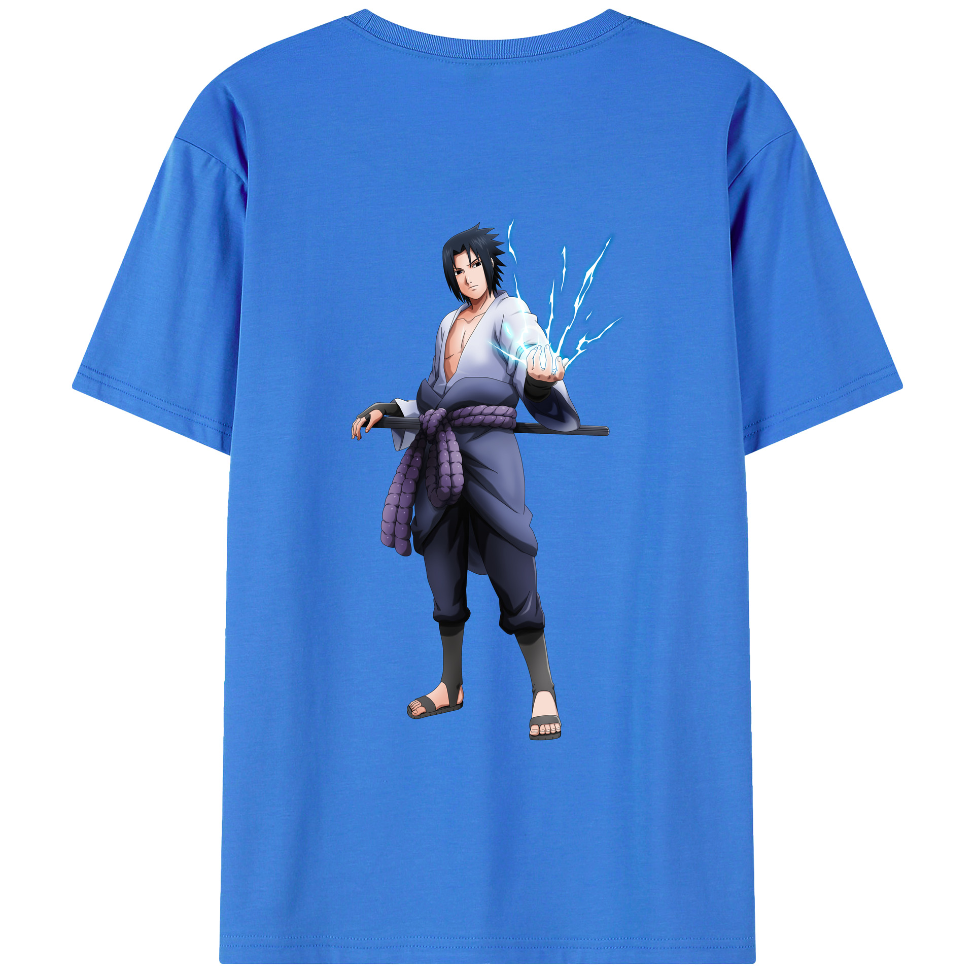 （画像用） NARUTO -ナルト- うちは サスケ Uchiha Sasuke 綿100％ メンズ半袖Tシャツ（バックプリント） 通気性