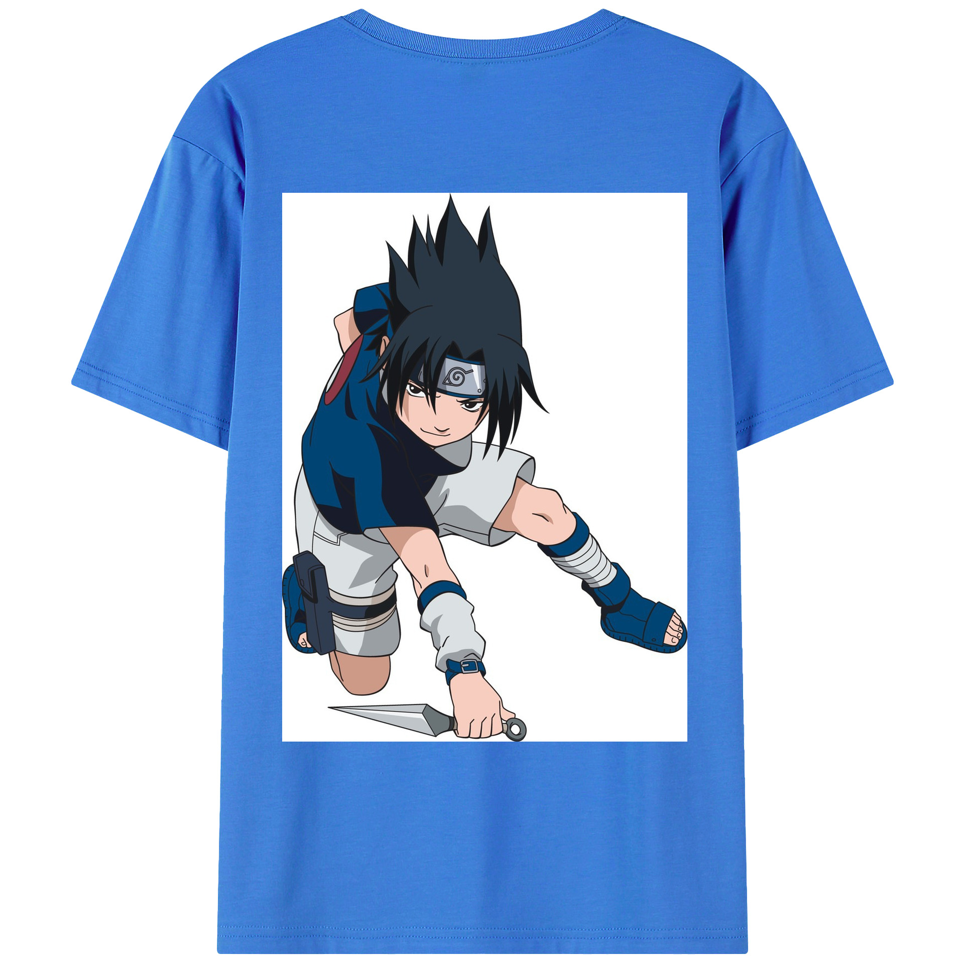 （画像用） NARUTO -ナルト- うちは サスケ Uchiha Sasuke 綿100％ メンズ半袖Tシャツ（バックプリント） 通気性