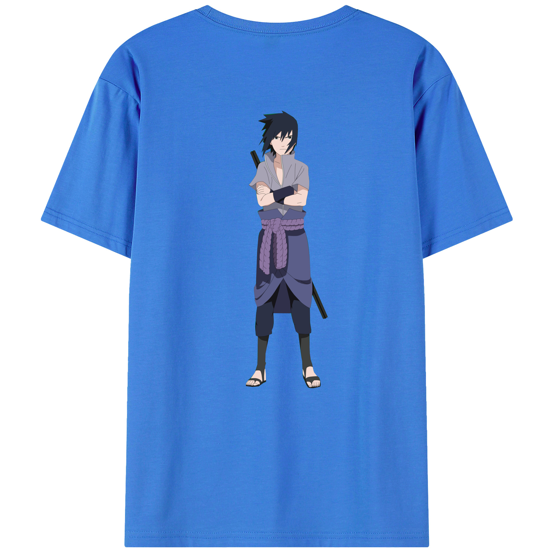 （画像用） NARUTO -ナルト- うちは サスケ Uchiha Sasuke 綿100％ メンズ半袖Tシャツ（バックプリント） 通気性