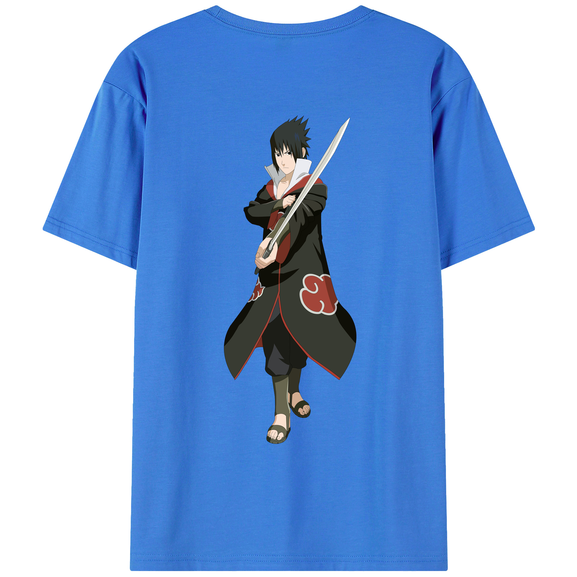 （画像用） NARUTO -ナルト- うちは サスケ Uchiha Sasuke 綿100％ メンズ半袖Tシャツ（バックプリント） 通気性