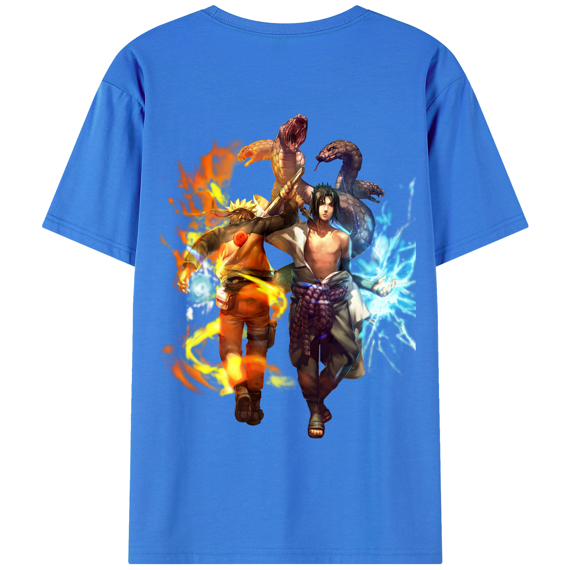（画像用） NARUTO -ナルト- うちは サスケ Uchiha Sasuke 綿100％ メンズ半袖Tシャツ（バックプリント） 通気性