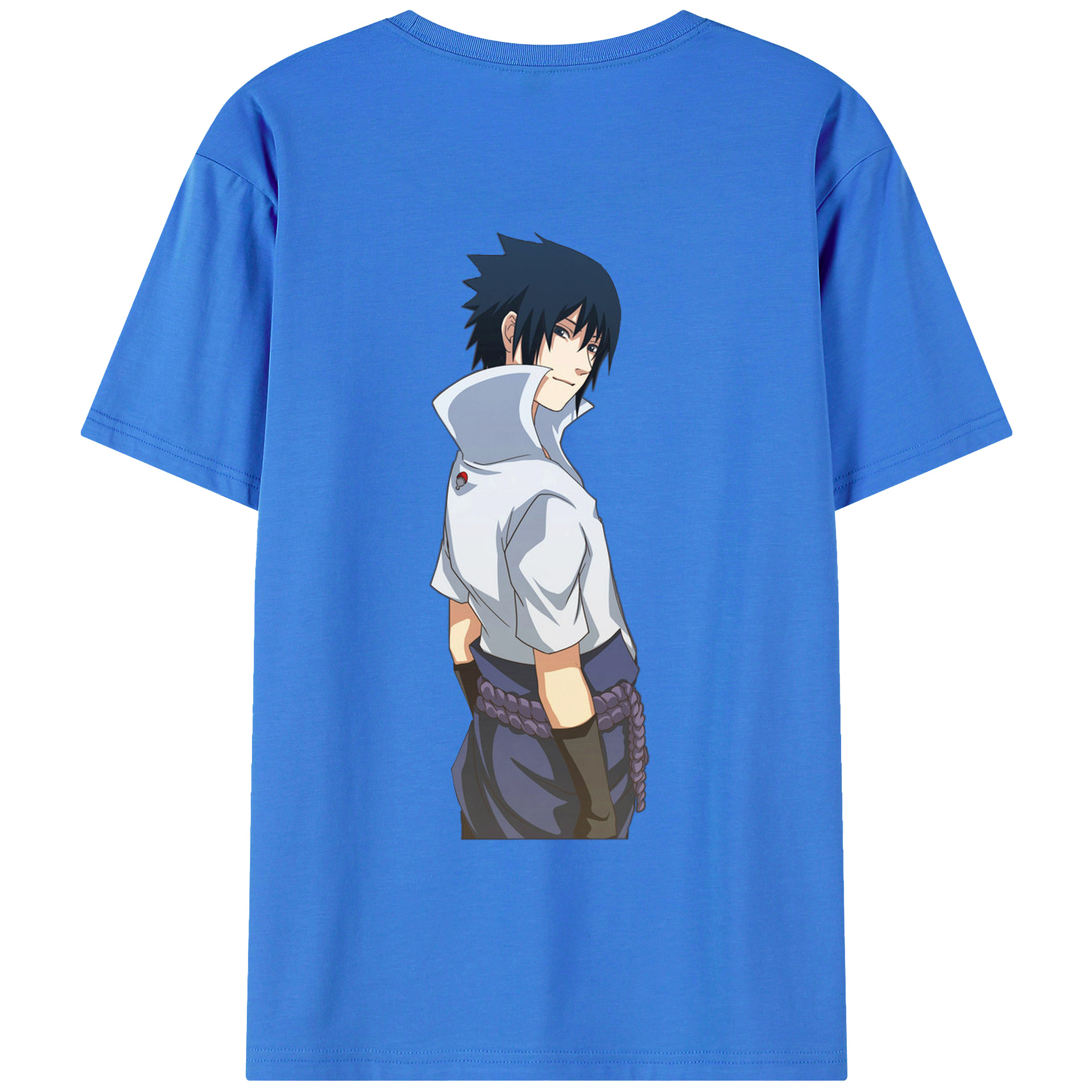 （画像用） NARUTO -ナルト- うちは サスケ Uchiha Sasuke 綿100％ メンズ半袖Tシャツ（バックプリント） 通気性