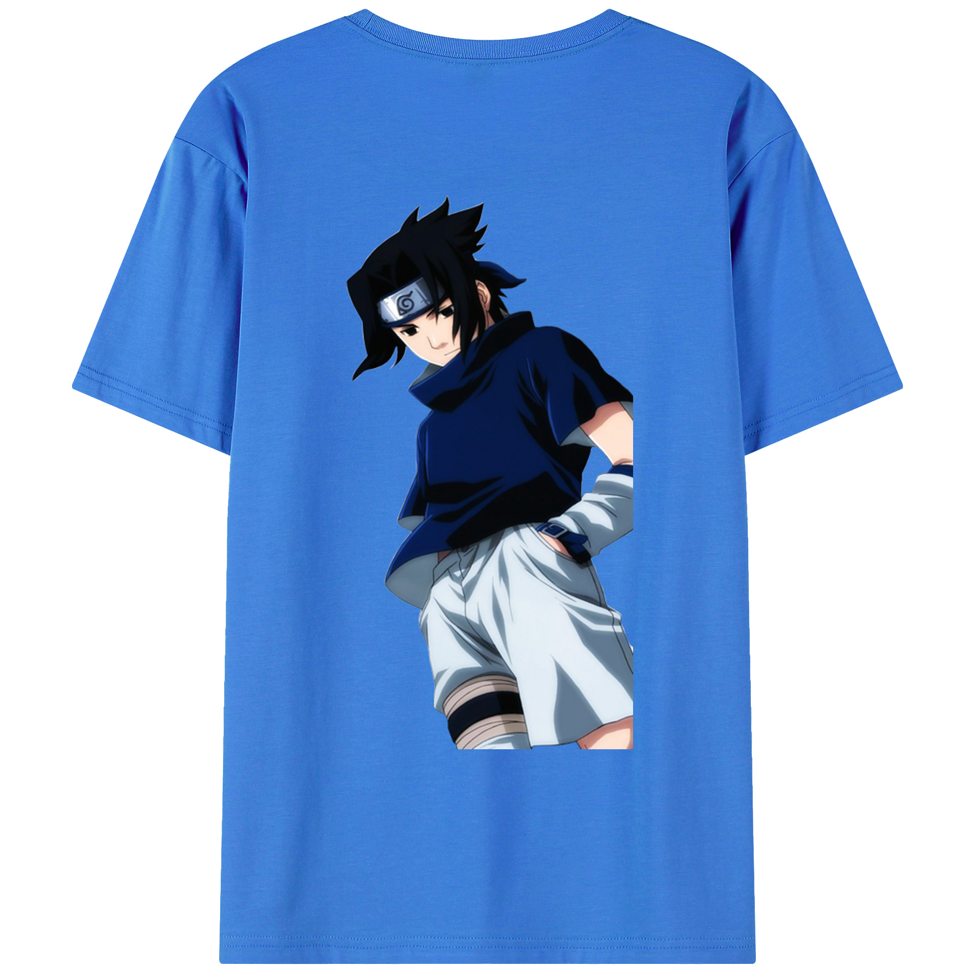 （画像用） NARUTO -ナルト- うちは サスケ Uchiha Sasuke 綿100％ メンズ半袖Tシャツ（バックプリント） 通気性