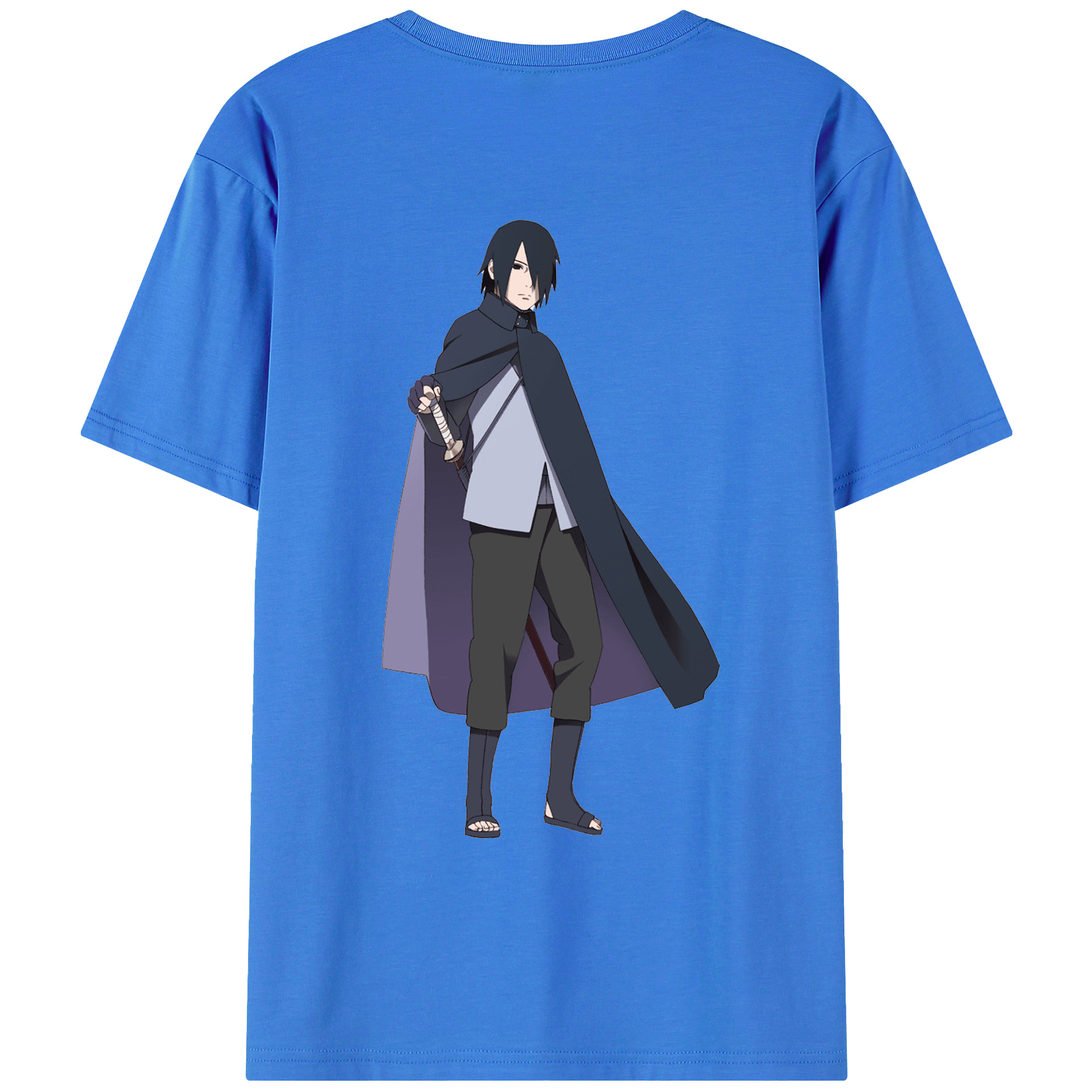 （画像用） NARUTO -ナルト- うちは サスケ Uchiha Sasuke 綿100％ メンズ半袖Tシャツ（バックプリント） 通気性