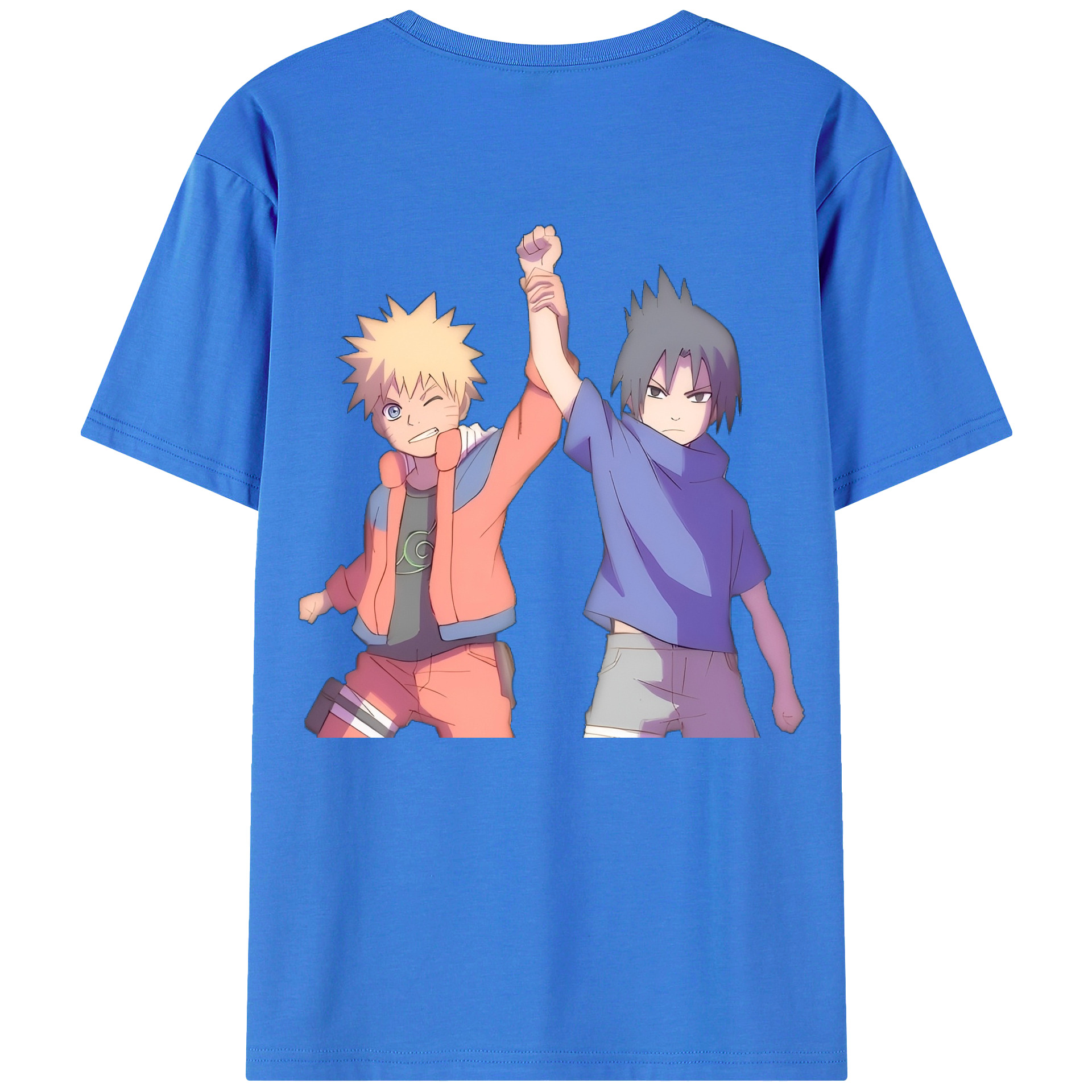 （画像用） NARUTO -ナルト- うちは サスケ Uchiha Sasuke 綿100％ メンズ半袖Tシャツ（バックプリント） 通気性