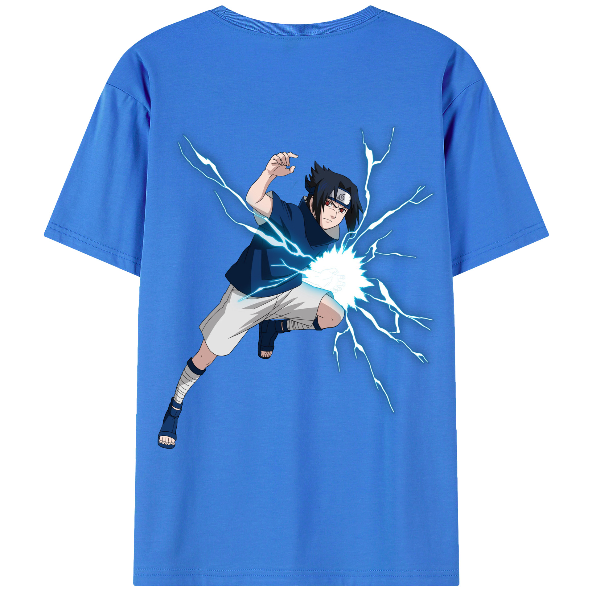 （画像用） NARUTO -ナルト- うちは サスケ Uchiha Sasuke 綿100％ メンズ半袖Tシャツ（バックプリント） 通気性