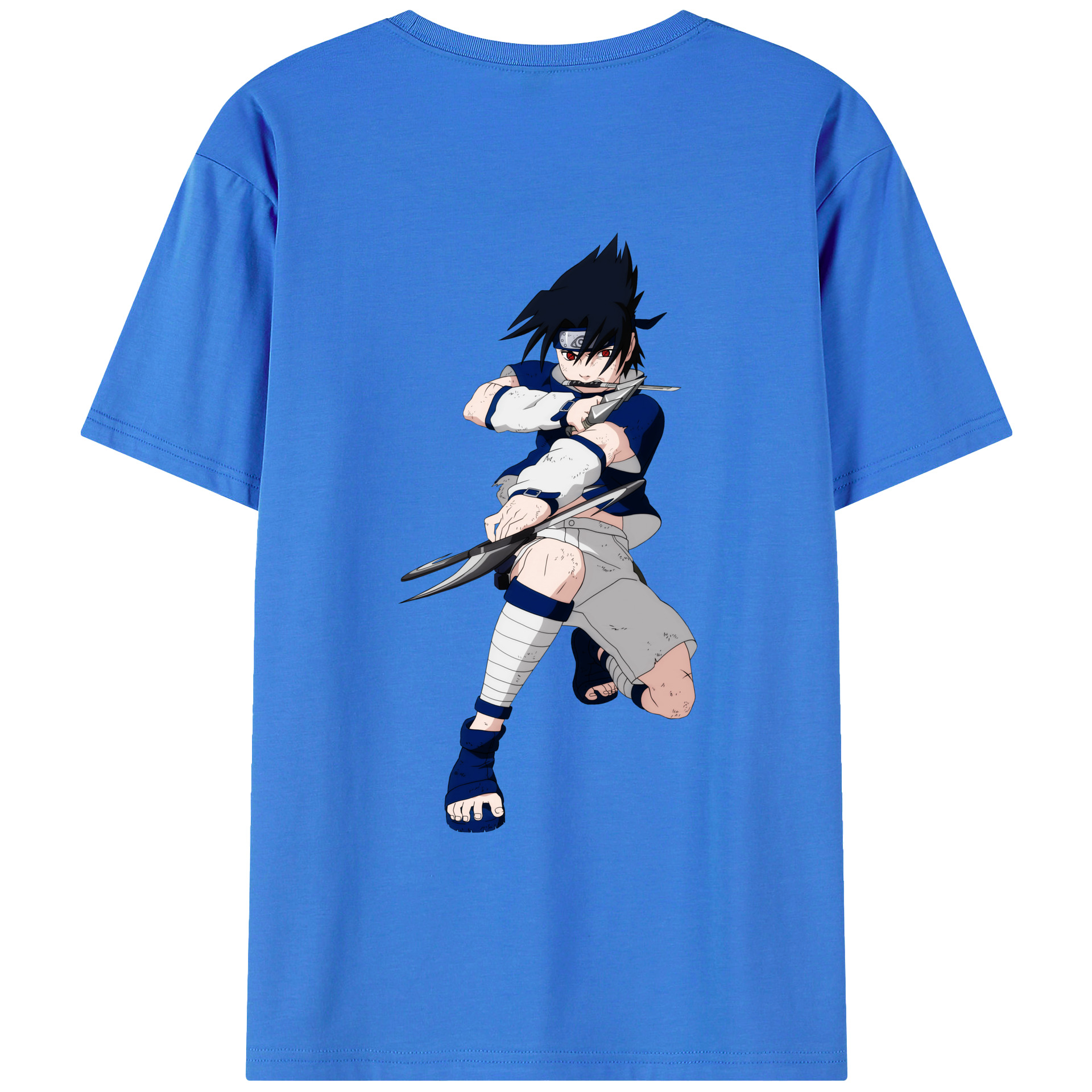 （画像用） NARUTO -ナルト- うちは サスケ Uchiha Sasuke 綿100％ メンズ半袖Tシャツ（バックプリント） 通気性