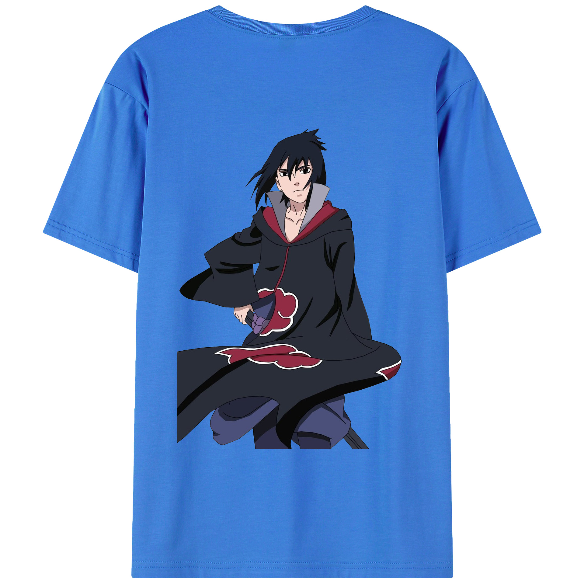 （画像用） NARUTO -ナルト- うちは サスケ Uchiha Sasuke 綿100％ メンズ半袖Tシャツ（バックプリント） 通気性