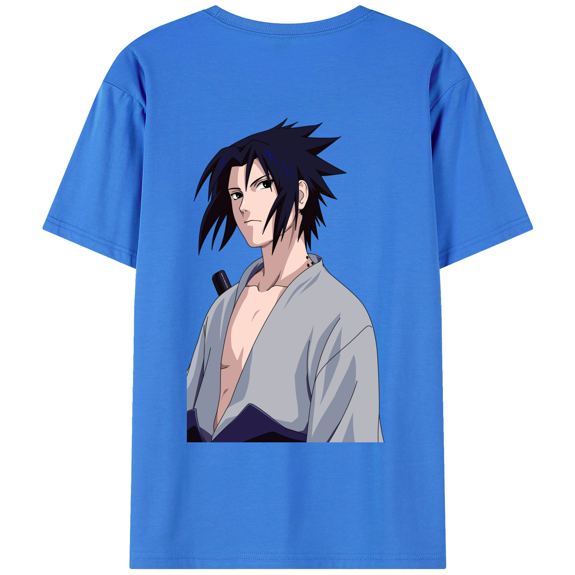 （画像用） NARUTO -ナルト- うちは サスケ Uchiha Sasuke 綿100％ メンズ半袖Tシャツ（バックプリント） 通気性