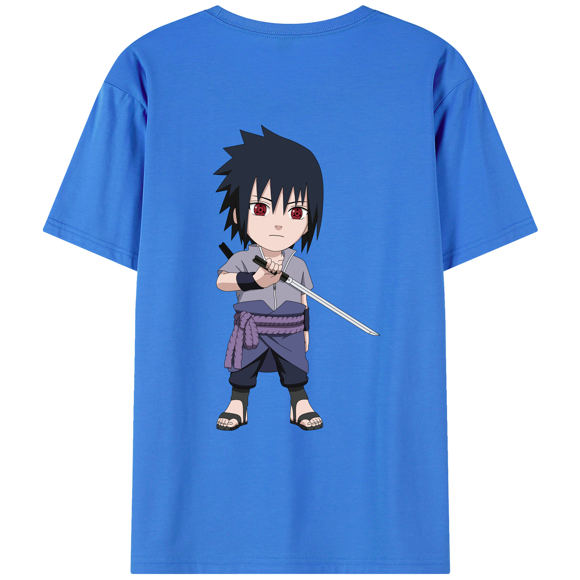 （画像用） NARUTO -ナルト- うちは サスケ Uchiha Sasuke 綿100％ メンズ半袖Tシャツ（バックプリント） 通気性