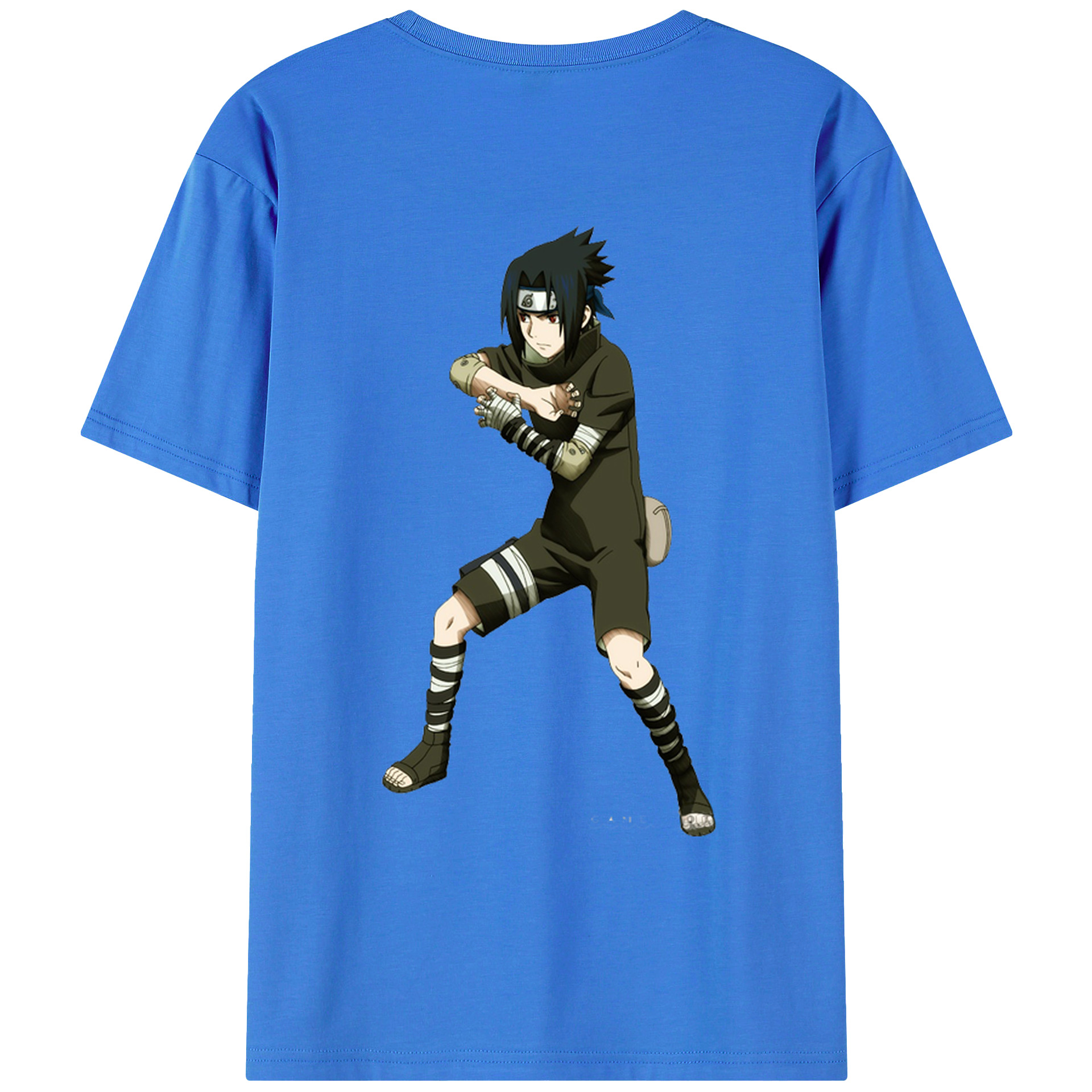 （画像用） NARUTO -ナルト- うちは サスケ Uchiha Sasuke 綿100％ メンズ半袖Tシャツ（バックプリント） 通気性