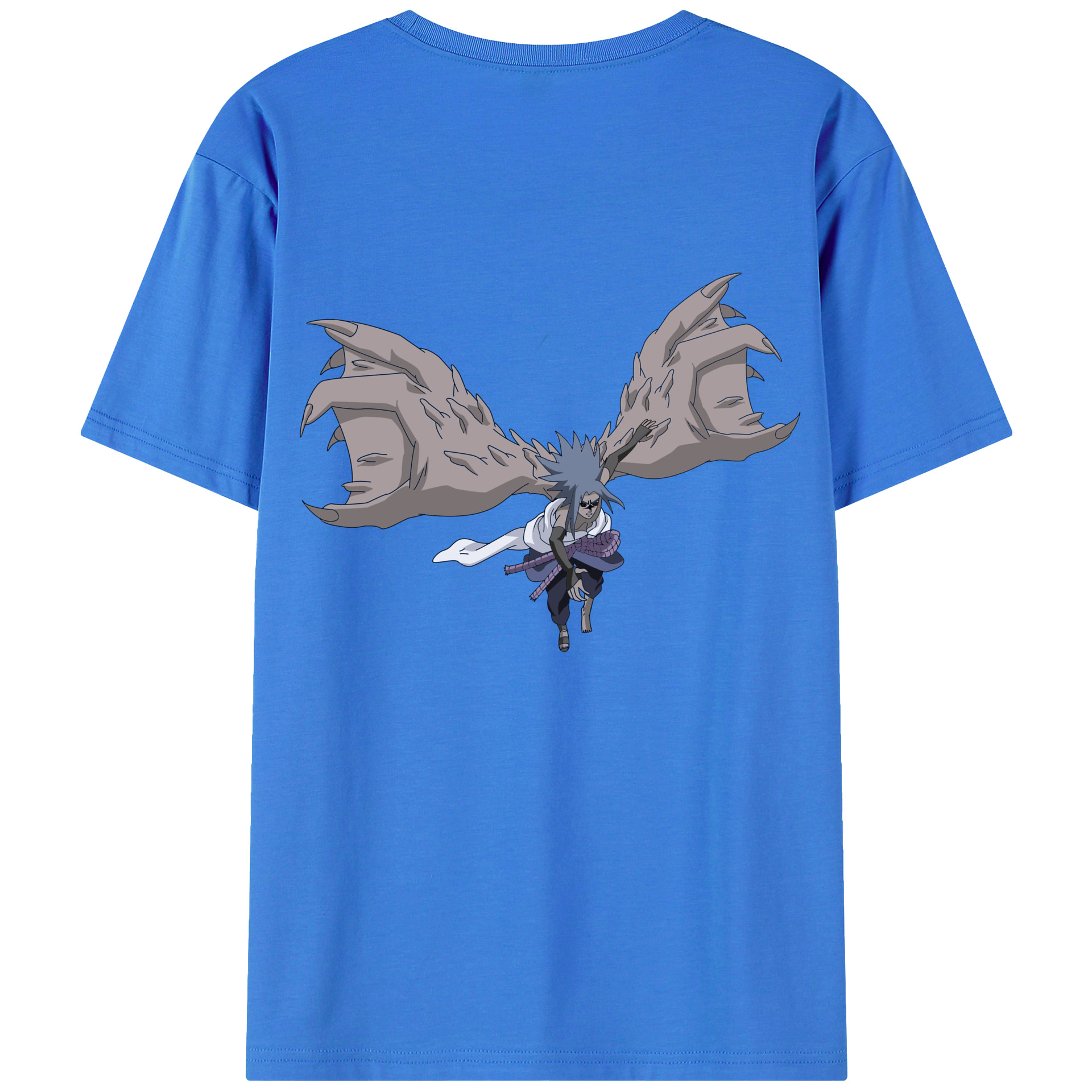 （画像用） NARUTO -ナルト- うちは サスケ Uchiha Sasuke 綿100％ メンズ半袖Tシャツ（バックプリント） 通気性