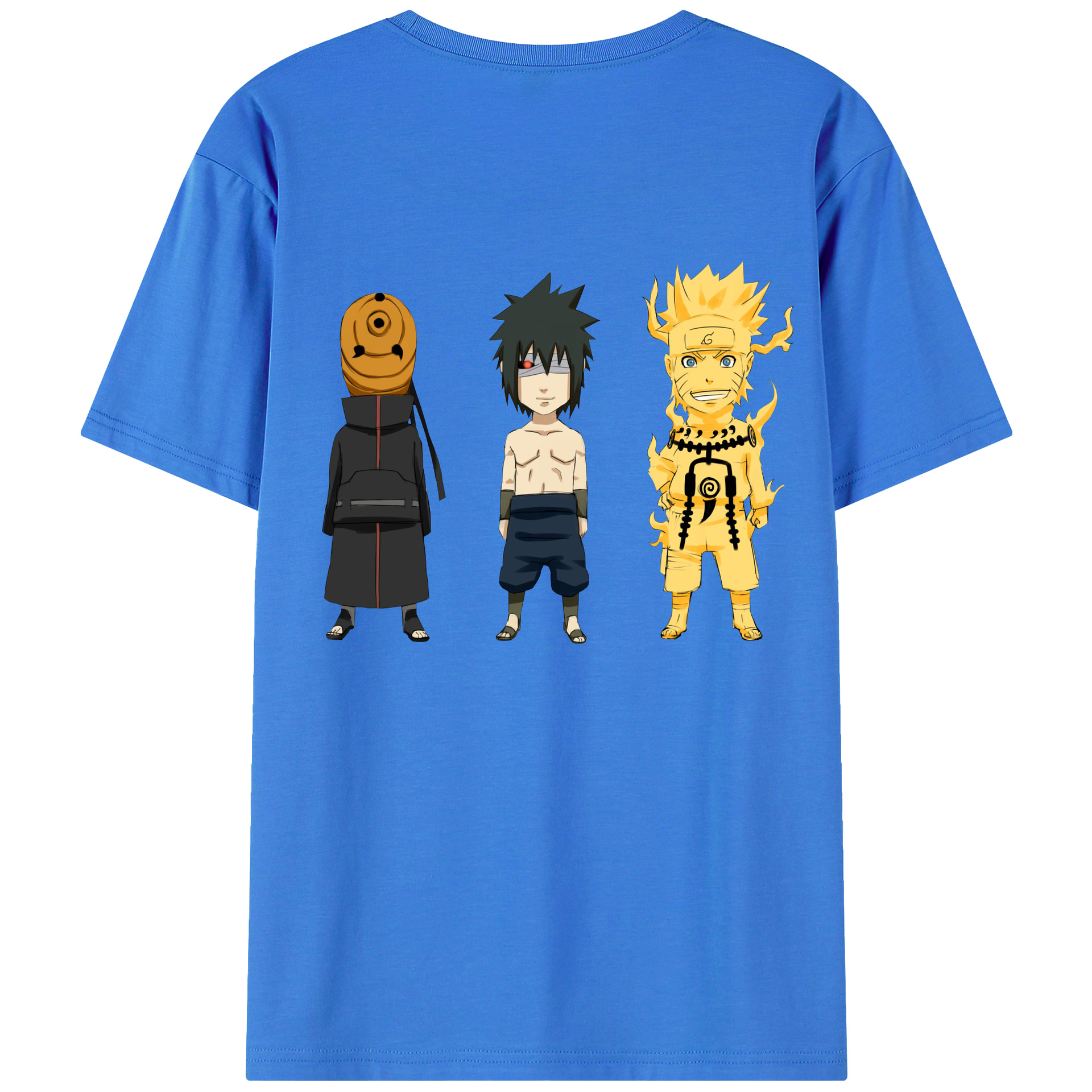 （画像用） NARUTO -ナルト- うちは サスケ Uchiha Sasuke 綿100％ メンズ半袖Tシャツ（バックプリント） 通気性