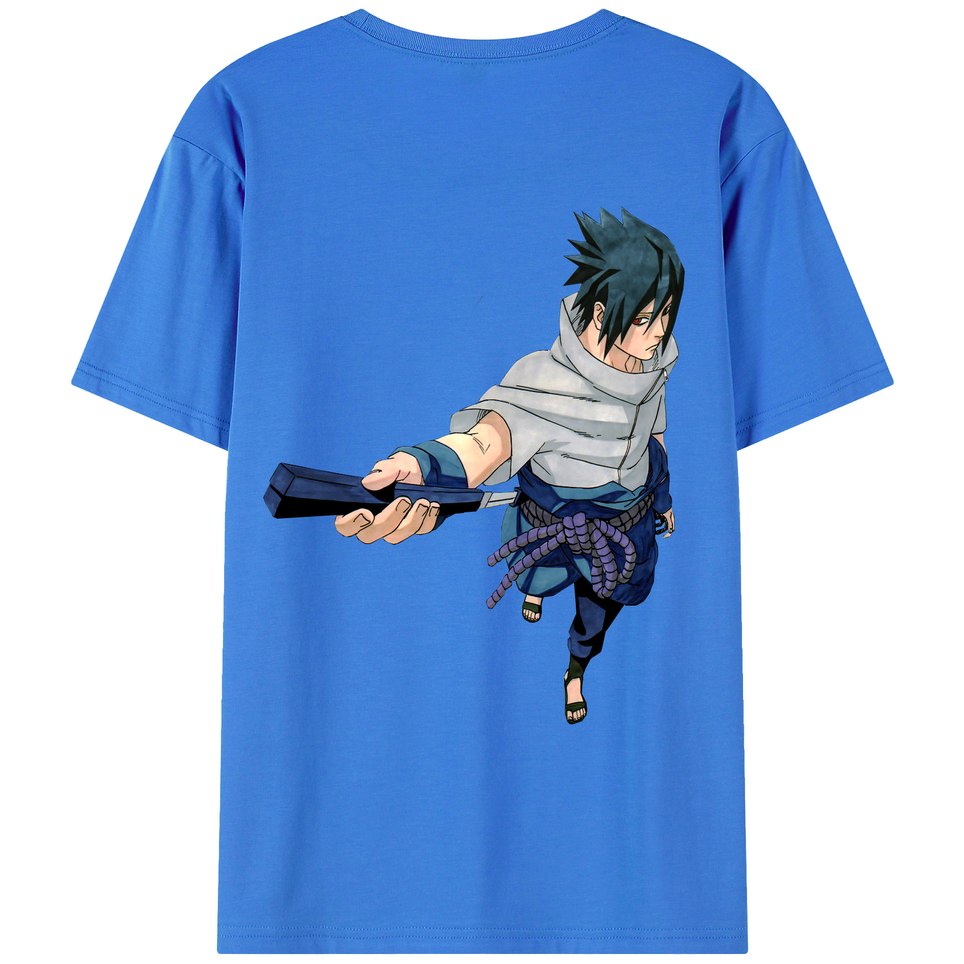 （画像用） NARUTO -ナルト- うちは サスケ Uchiha Sasuke 綿100％ メンズ半袖Tシャツ（バックプリント） 通気性