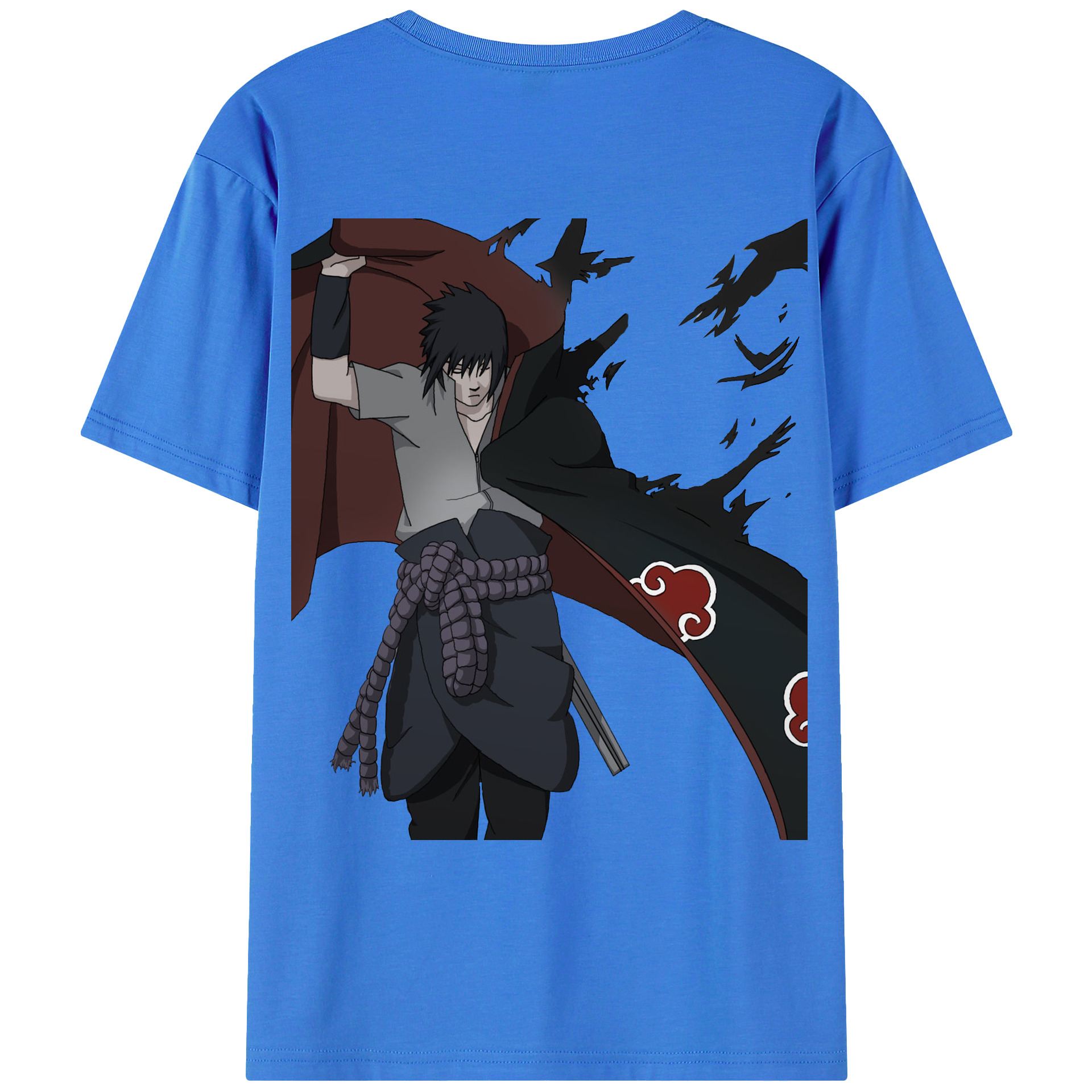 （画像用） NARUTO -ナルト- うちは サスケ Uchiha Sasuke 綿100％ メンズ半袖Tシャツ（バックプリント） 通気性