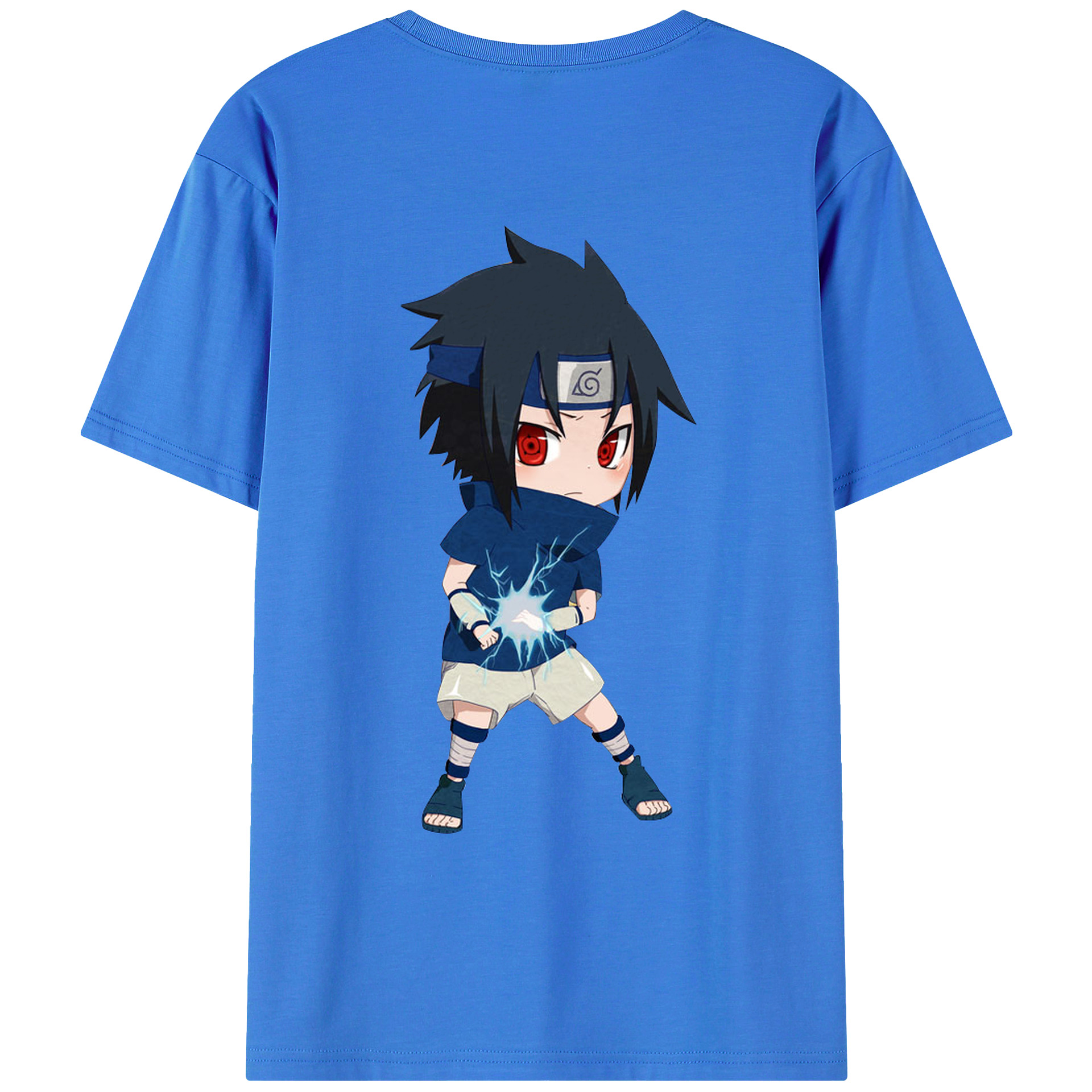 （画像用） NARUTO -ナルト- うちは サスケ Uchiha Sasuke 綿100％ メンズ半袖Tシャツ（バックプリント） 通気性