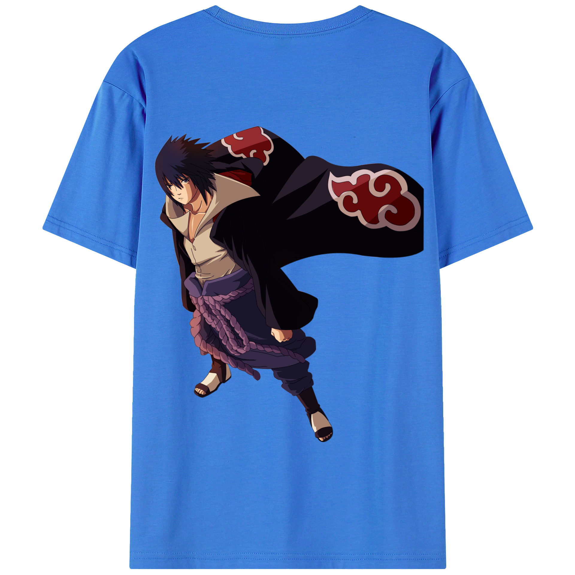 （画像用） NARUTO -ナルト- うちは サスケ Uchiha Sasuke 綿100％ メンズ半袖Tシャツ（バックプリント） 通気性