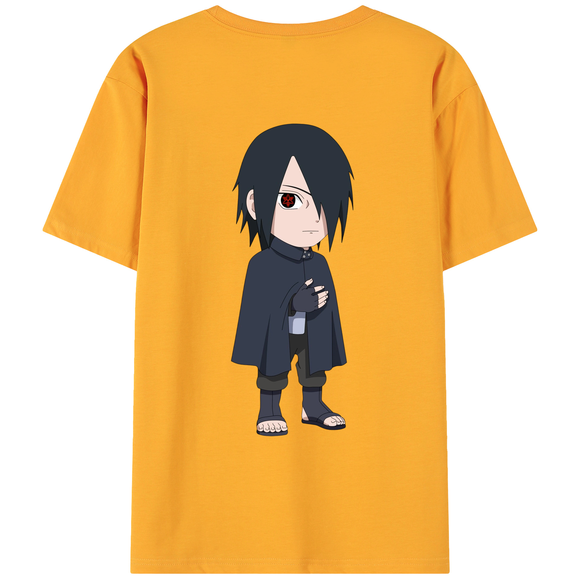 （画像用） NARUTO -ナルト- うちは サスケ Uchiha Sasuke 綿100％ メンズ半袖Tシャツ（バックプリント） 通気性