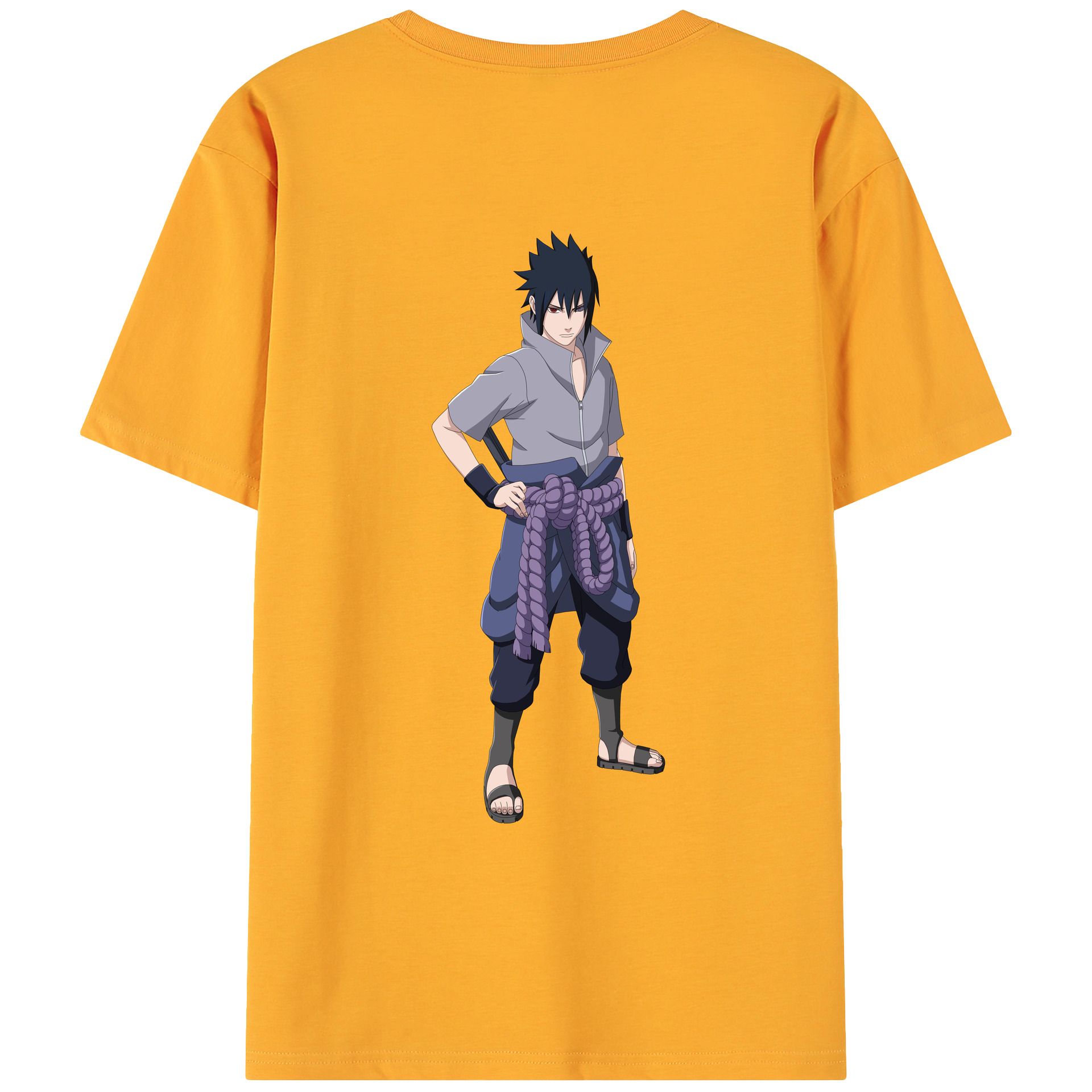 （画像用） NARUTO -ナルト- うちは サスケ Uchiha Sasuke 綿100％ メンズ半袖Tシャツ（バックプリント） 通気性