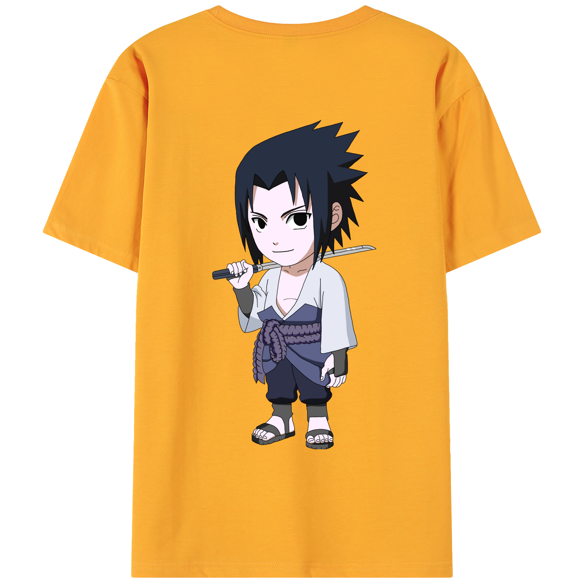 （画像用） NARUTO -ナルト- うちは サスケ Uchiha Sasuke 綿100％ メンズ半袖Tシャツ（バックプリント） 通気性