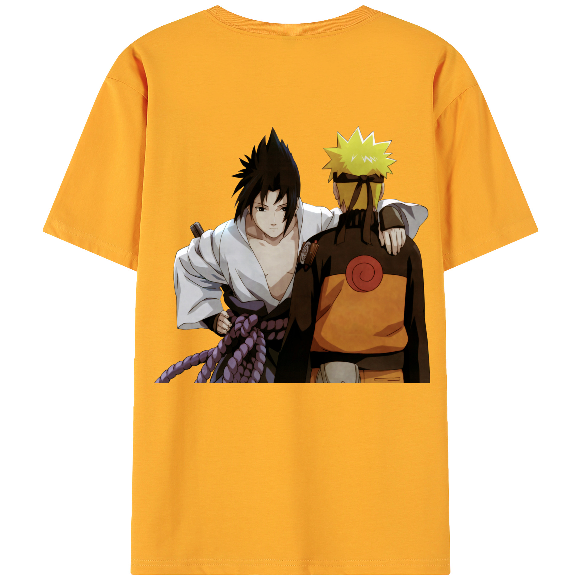 （画像用） NARUTO -ナルト- うちは サスケ Uchiha Sasuke 綿100％ メンズ半袖Tシャツ（バックプリント） 通気性