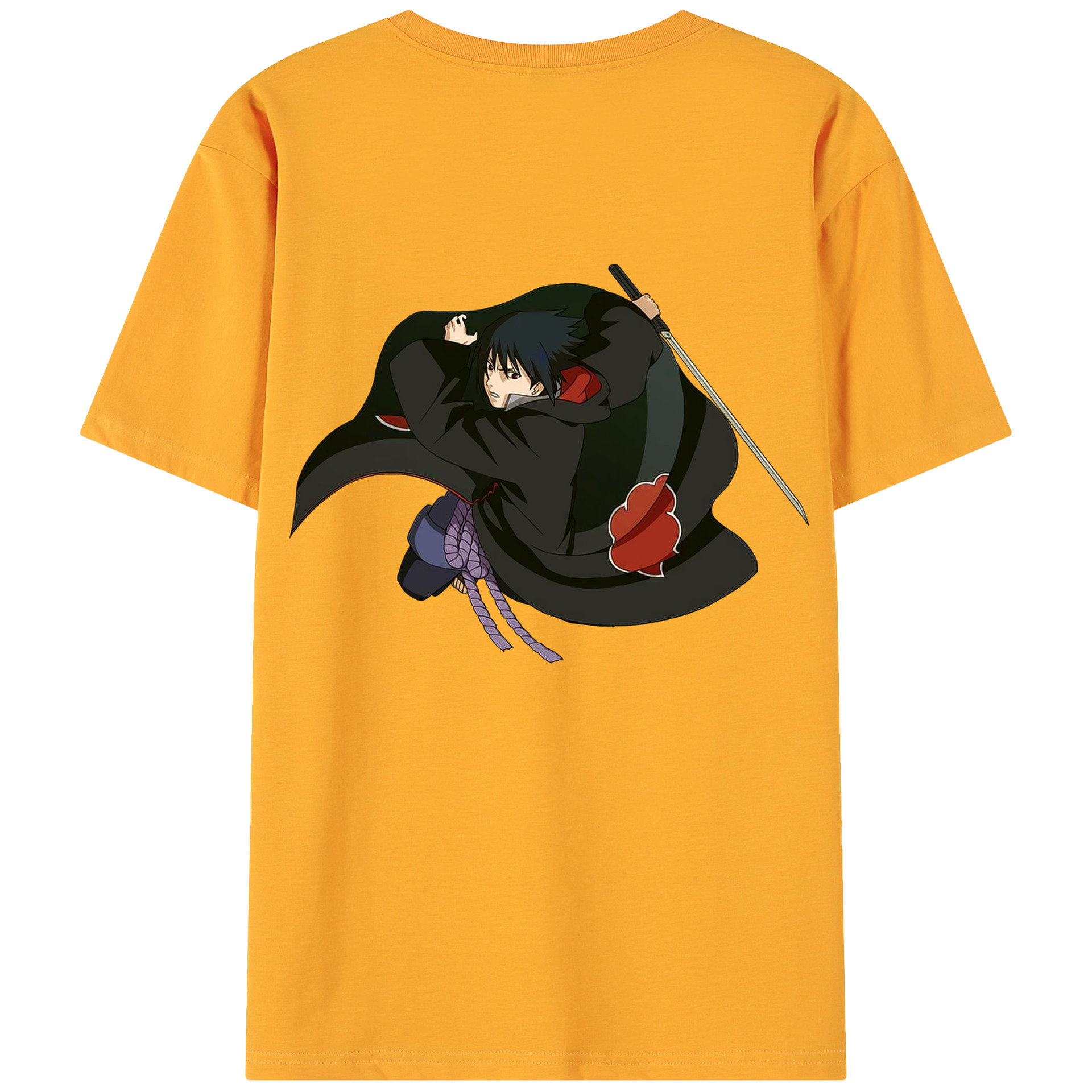 （画像用） NARUTO -ナルト- うちは サスケ Uchiha Sasuke 綿100％ メンズ半袖Tシャツ（バックプリント） 通気性