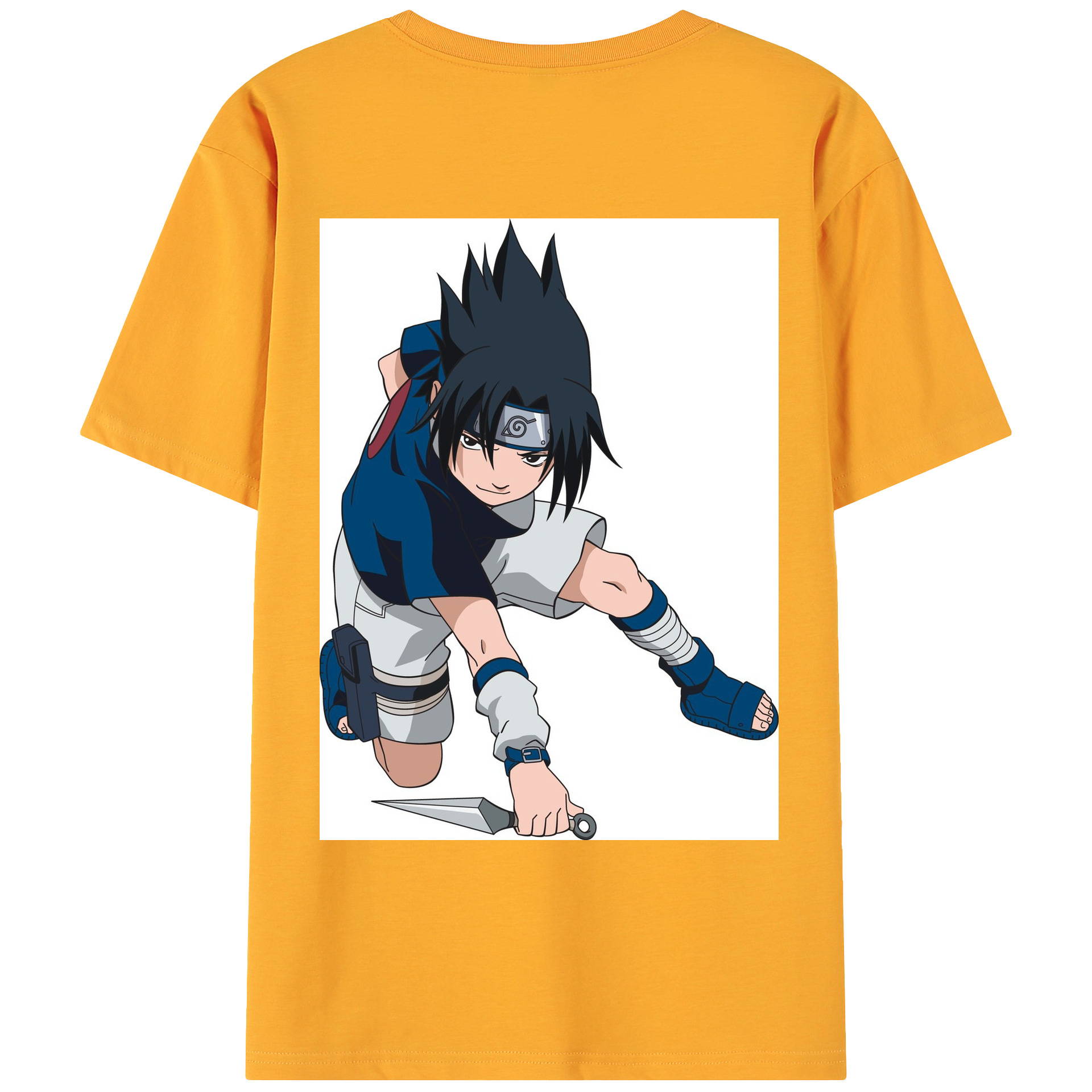 （画像用） NARUTO -ナルト- うちは サスケ Uchiha Sasuke 綿100％ メンズ半袖Tシャツ（バックプリント） 通気性