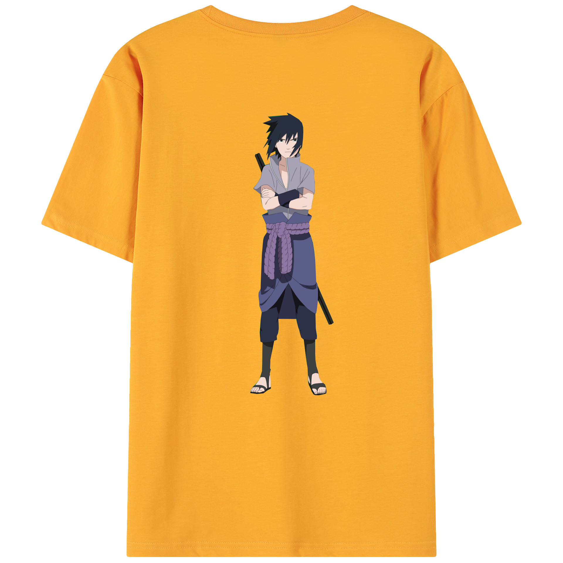 （画像用） NARUTO -ナルト- うちは サスケ Uchiha Sasuke 綿100％ メンズ半袖Tシャツ（バックプリント） 通気性
