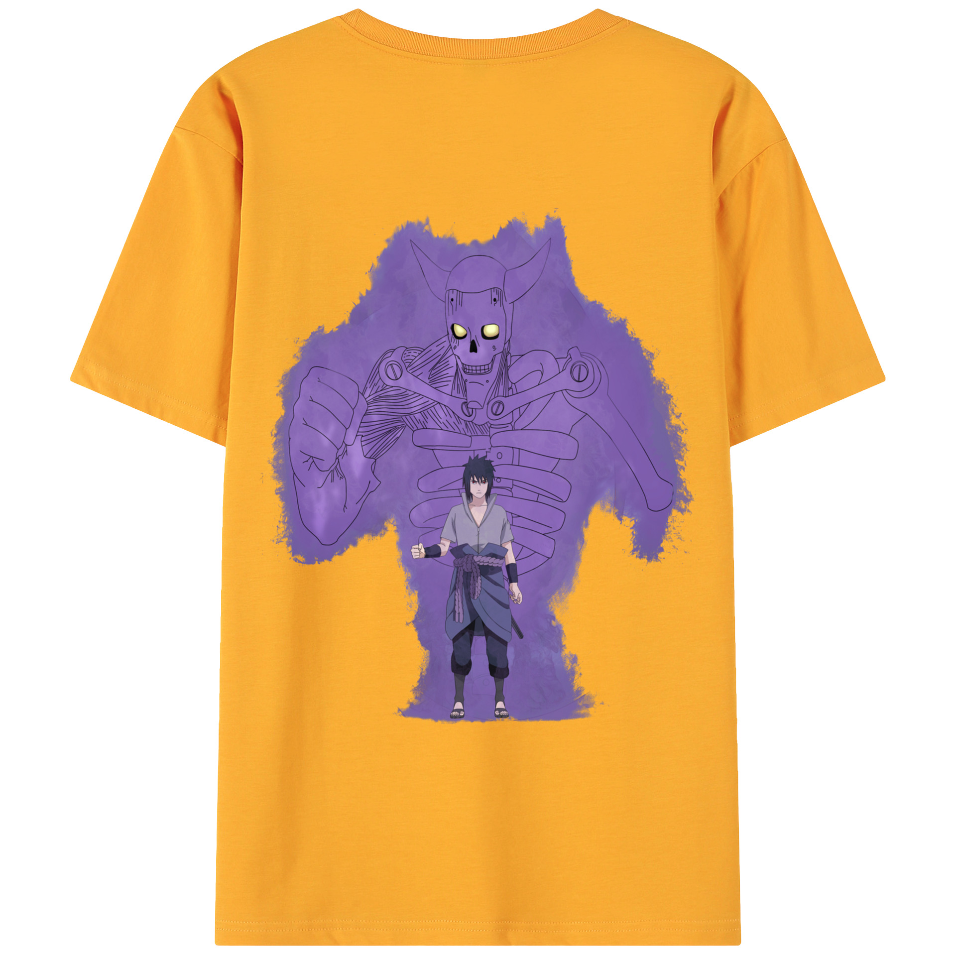 （画像用） NARUTO -ナルト- うちは サスケ Uchiha Sasuke 綿100％ メンズ半袖Tシャツ（バックプリント） 通気性