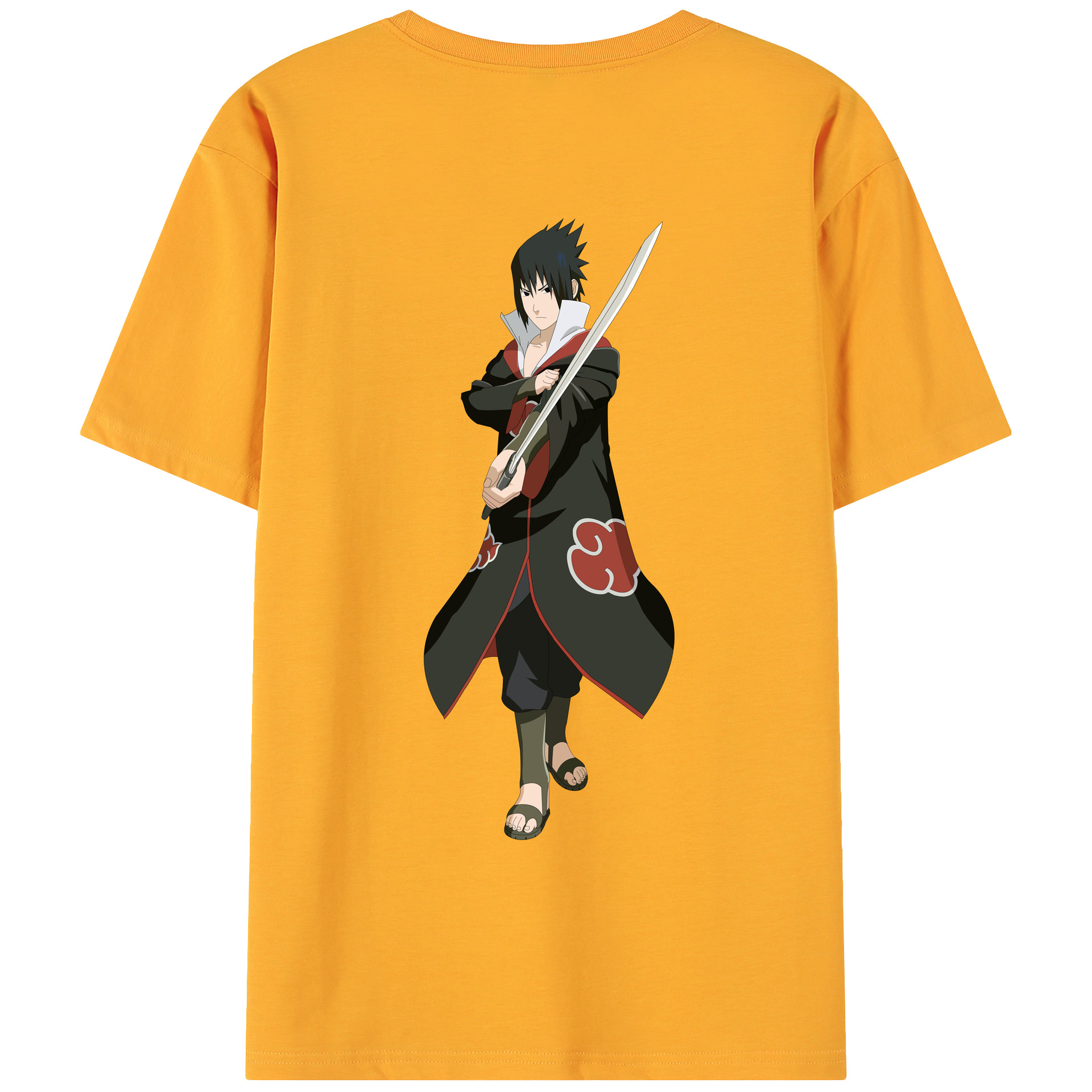 （画像用） NARUTO -ナルト- うちは サスケ Uchiha Sasuke 綿100％ メンズ半袖Tシャツ（バックプリント） 通気性