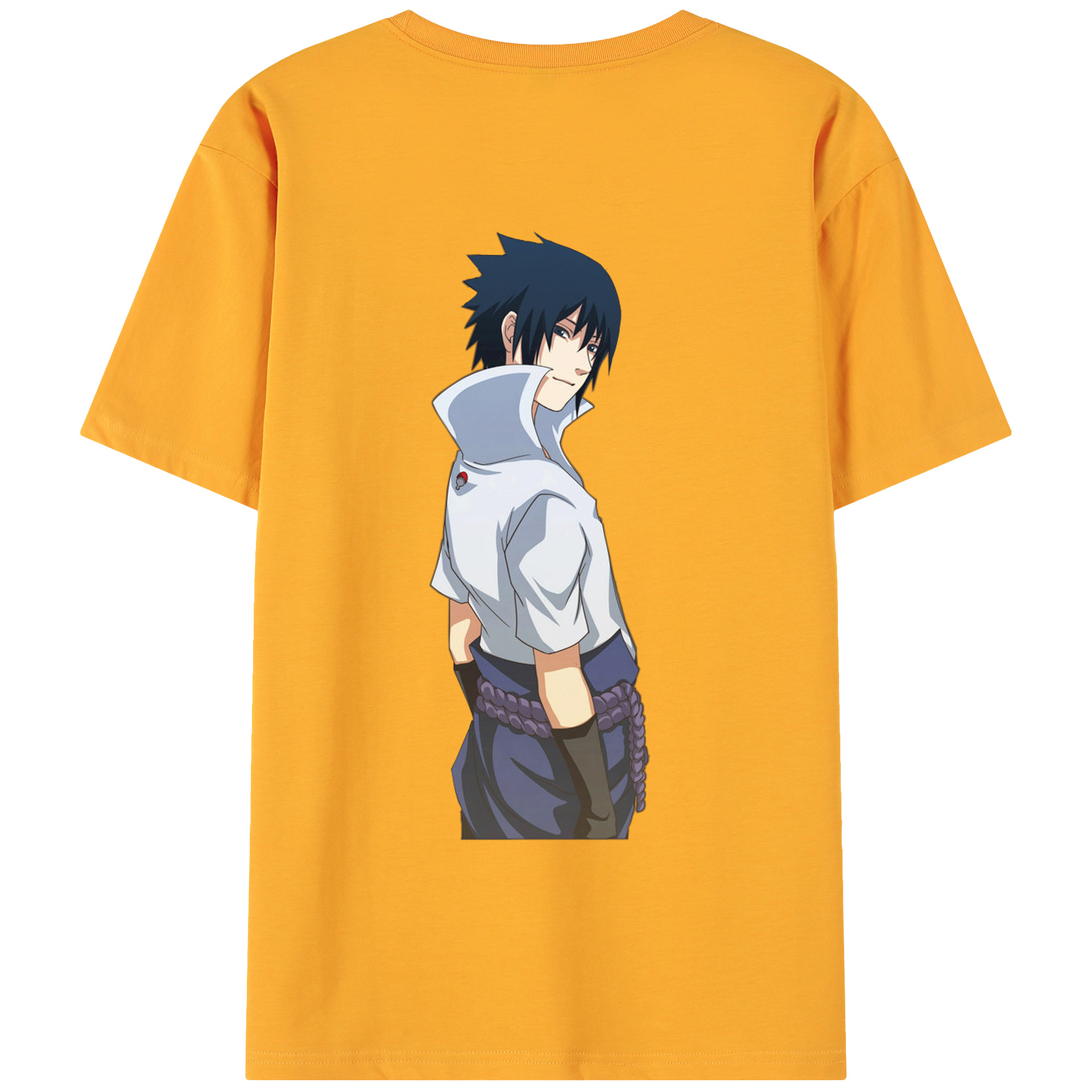 （画像用） NARUTO -ナルト- うちは サスケ Uchiha Sasuke 綿100％ メンズ半袖Tシャツ（バックプリント） 通気性