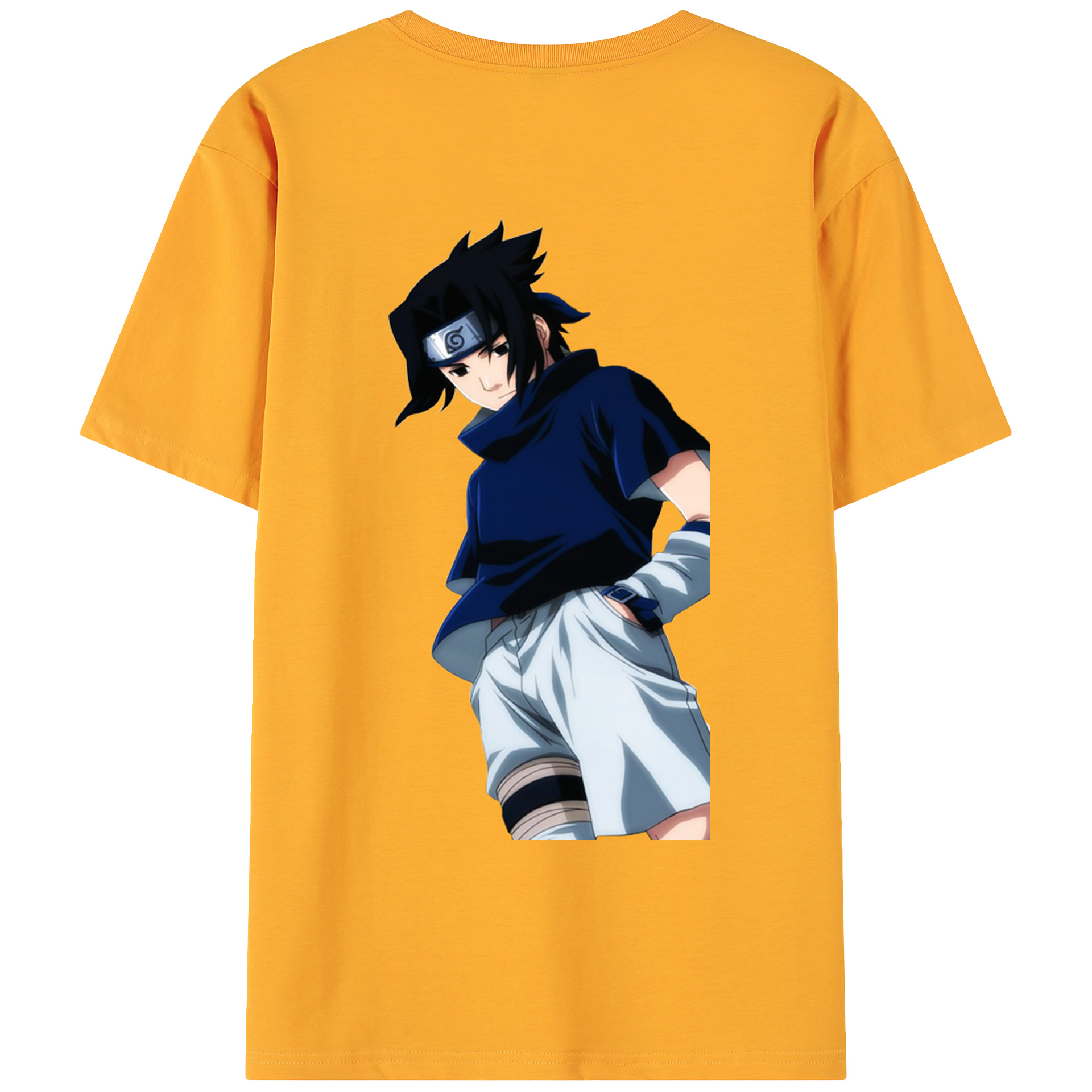 （画像用） NARUTO -ナルト- うちは サスケ Uchiha Sasuke 綿100％ メンズ半袖Tシャツ（バックプリント） 通気性