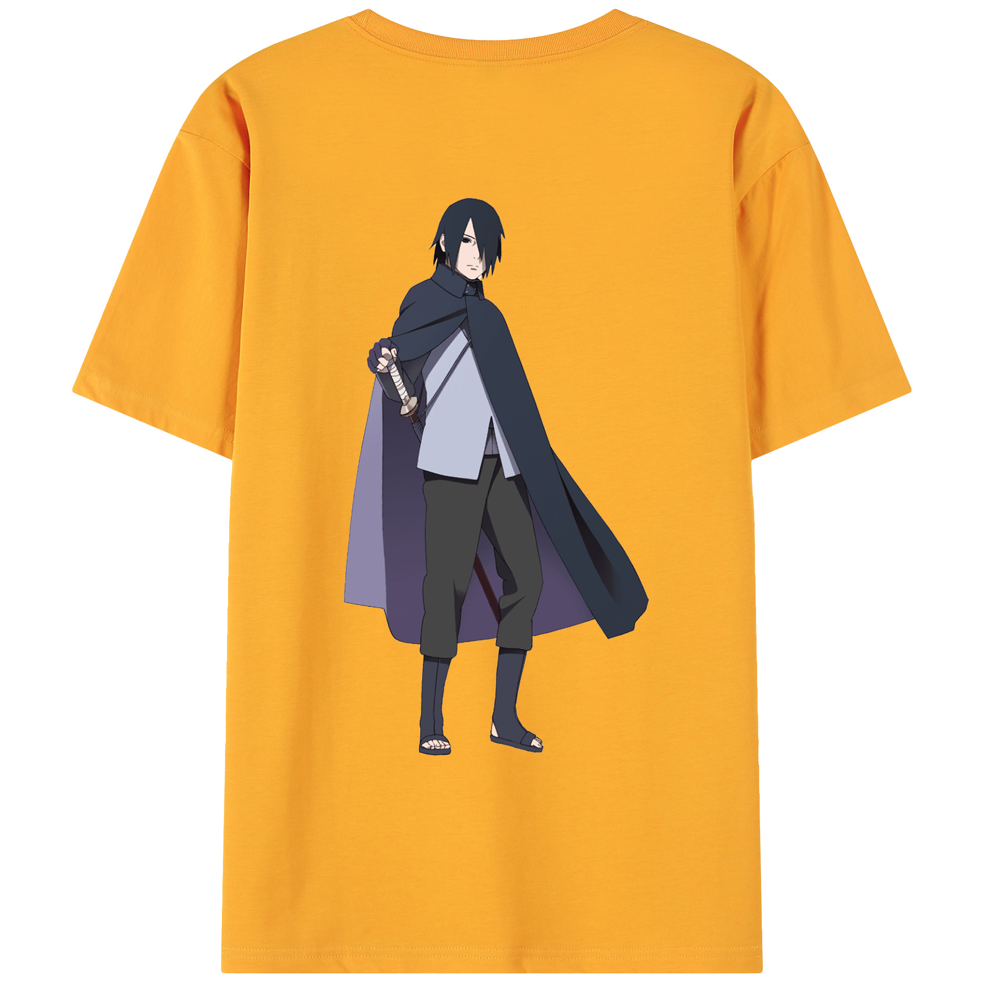 （画像用） NARUTO -ナルト- うちは サスケ Uchiha Sasuke 綿100％ メンズ半袖Tシャツ（バックプリント） 通気性