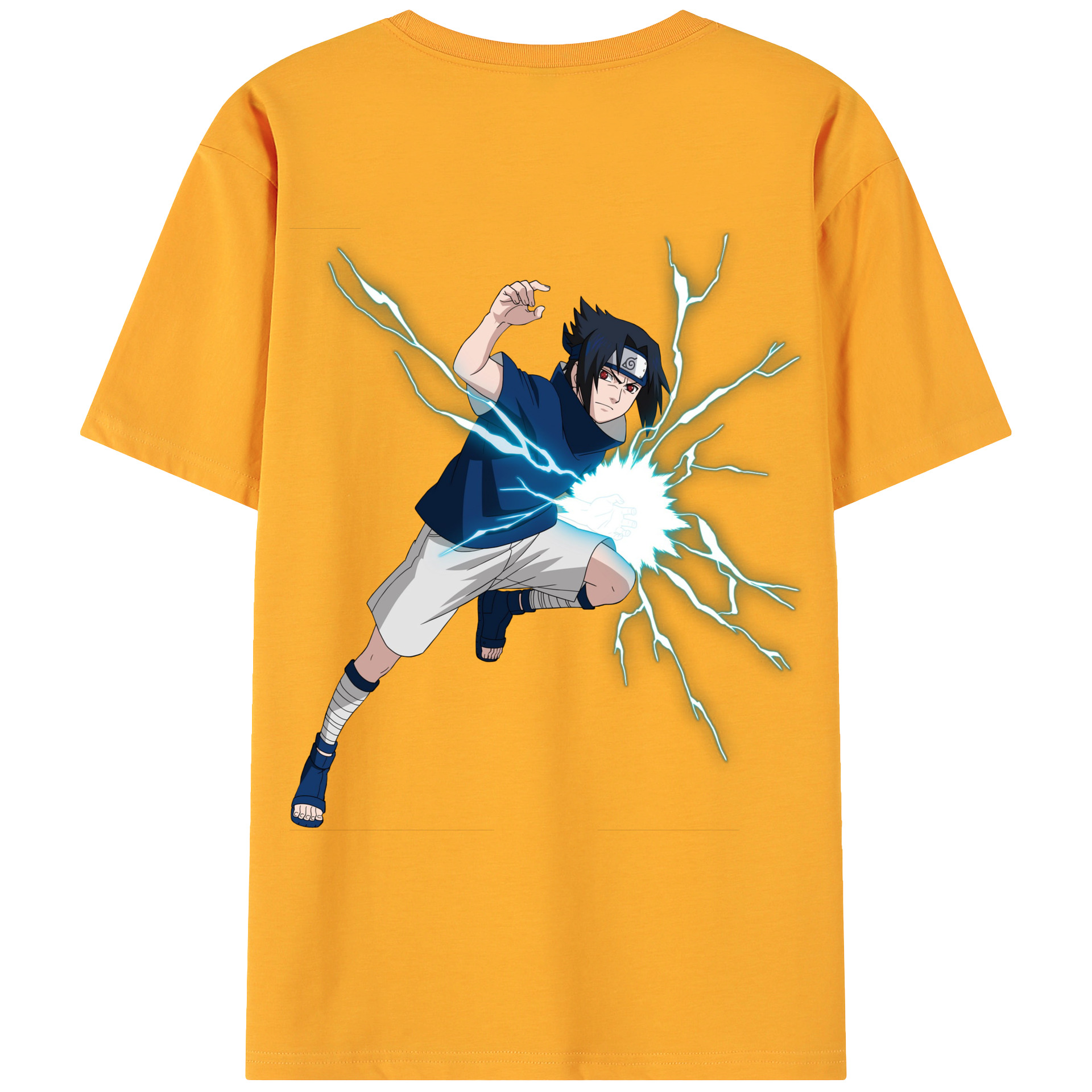 （画像用） NARUTO -ナルト- うちは サスケ Uchiha Sasuke 綿100％ メンズ半袖Tシャツ（バックプリント） 通気性