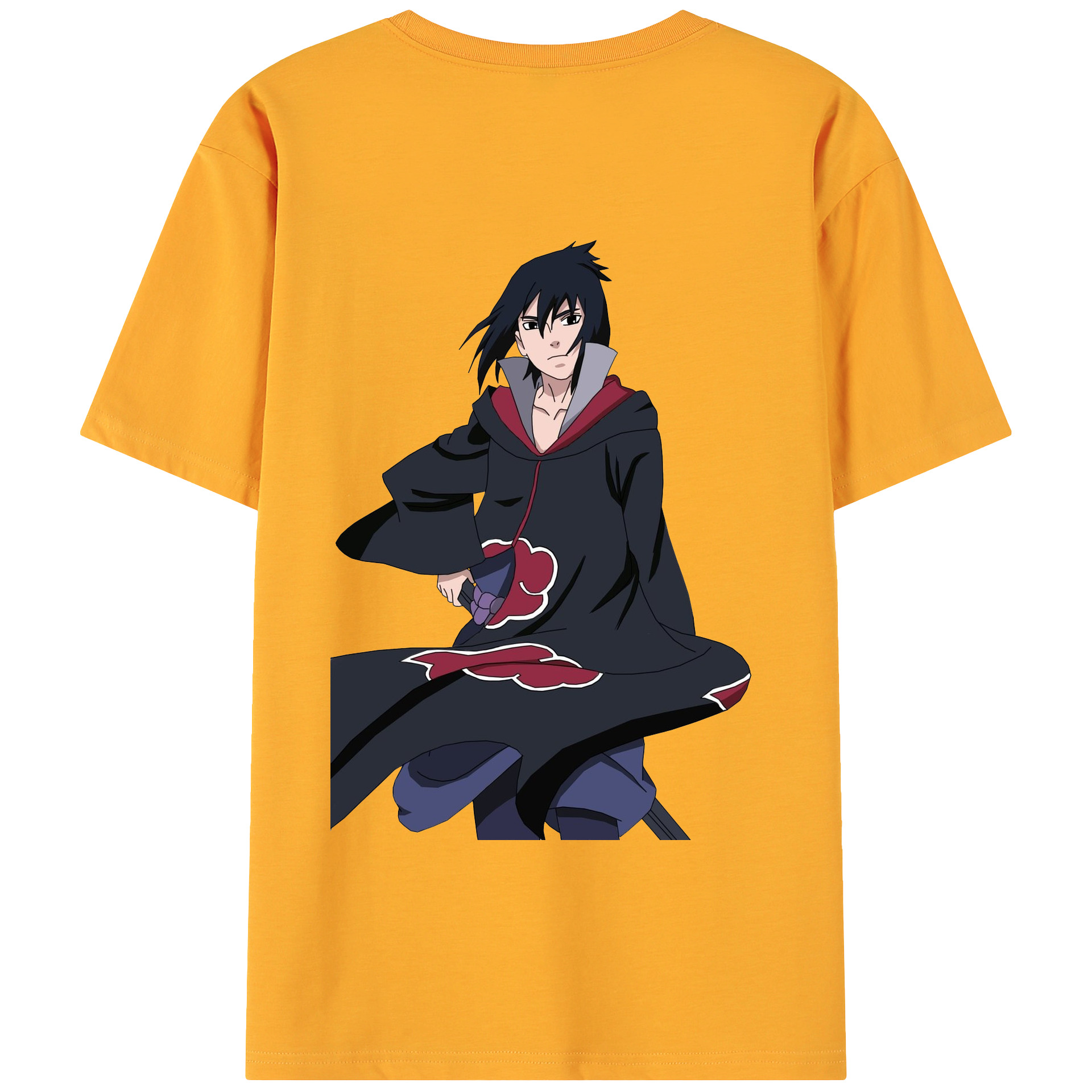 （画像用） NARUTO -ナルト- うちは サスケ Uchiha Sasuke 綿100％ メンズ半袖Tシャツ（バックプリント） 通気性