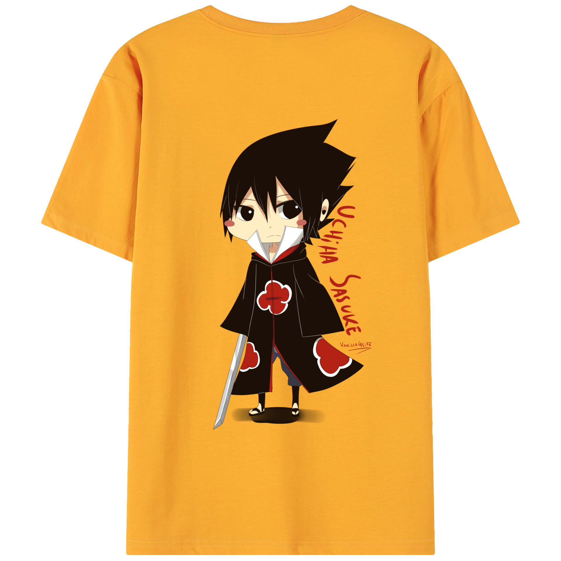 （画像用） NARUTO -ナルト- うちは サスケ Uchiha Sasuke 綿100％ メンズ半袖Tシャツ（バックプリント） 通気性