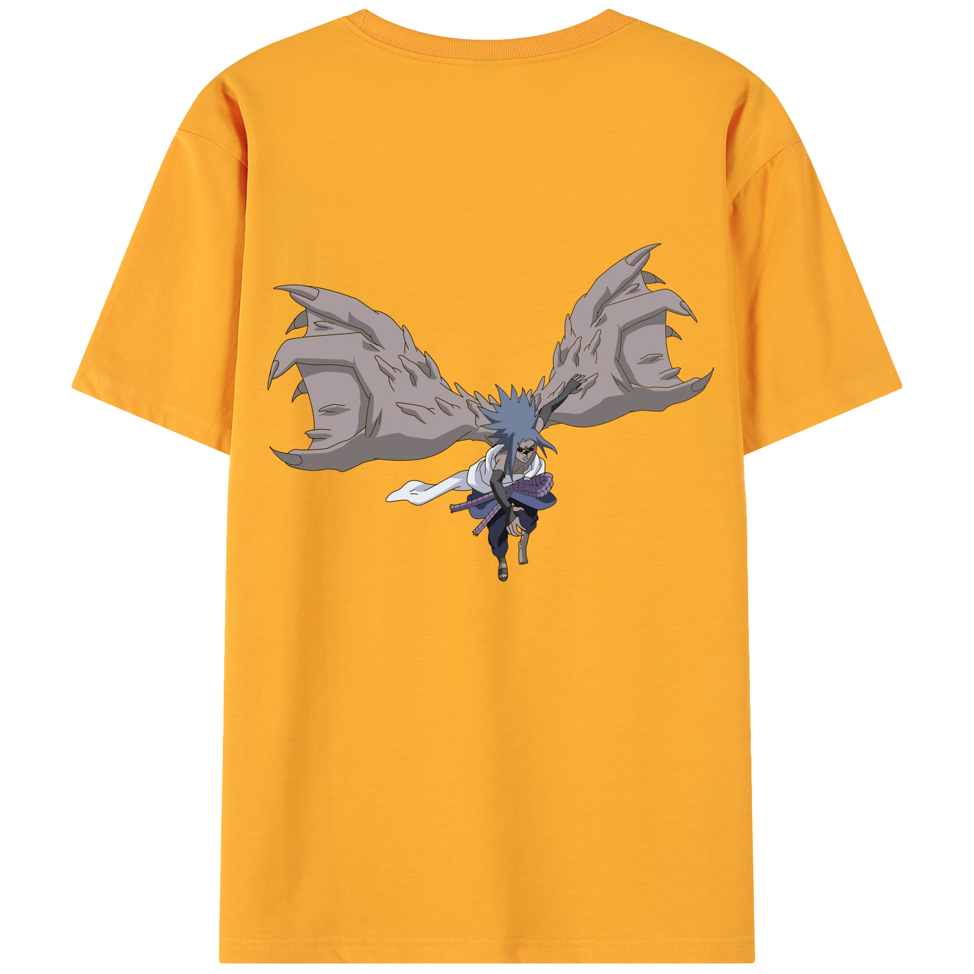 （画像用） NARUTO -ナルト- うちは サスケ Uchiha Sasuke 綿100％ メンズ半袖Tシャツ（バックプリント） 通気性