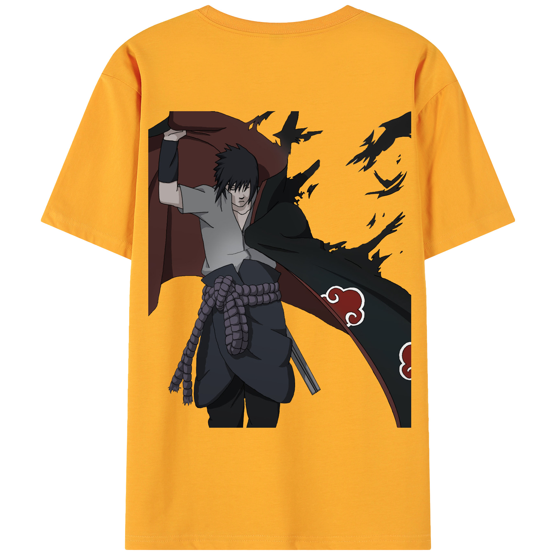 （画像用） NARUTO -ナルト- うちは サスケ Uchiha Sasuke 綿100％ メンズ半袖Tシャツ（バックプリント） 通気性