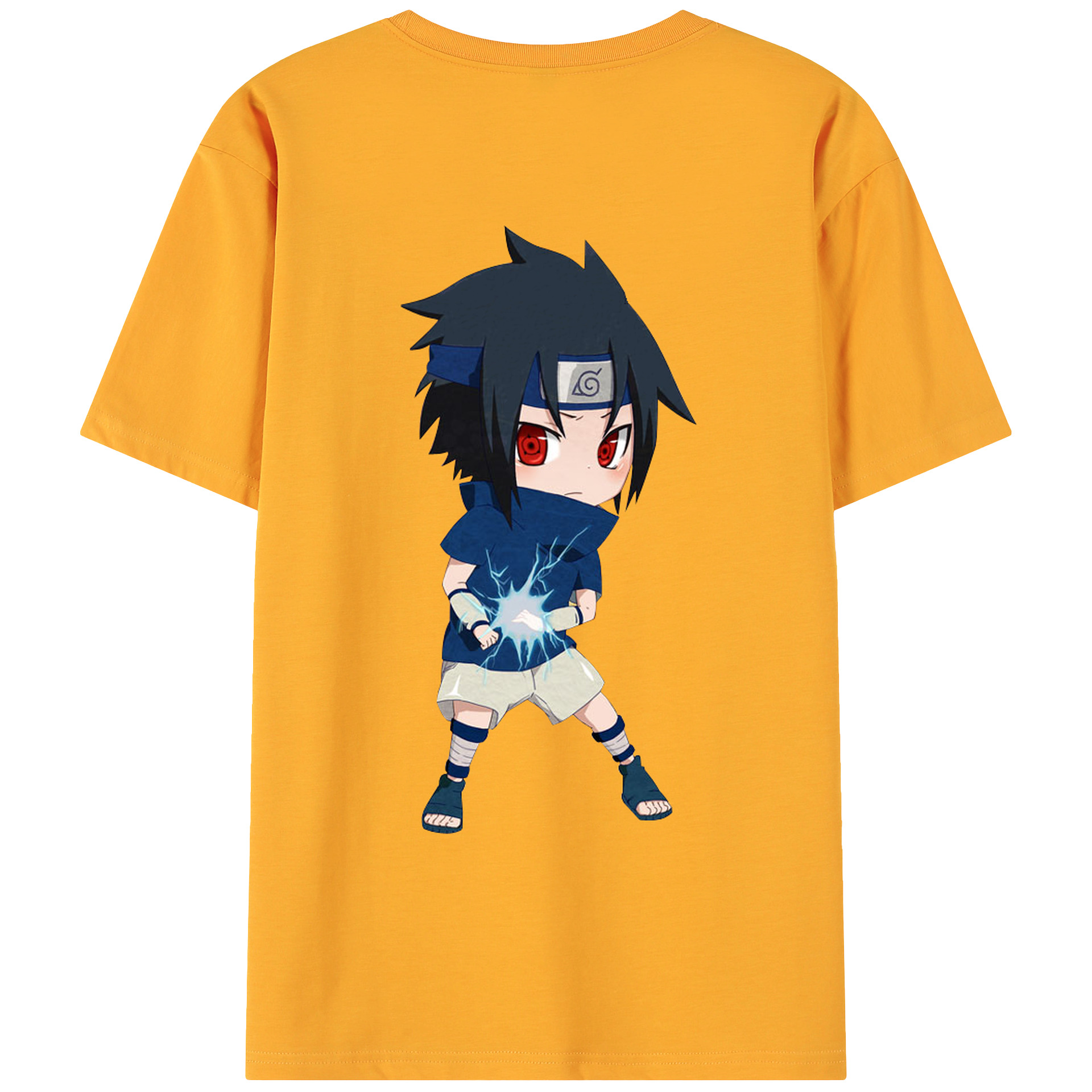 （画像用） NARUTO -ナルト- うちは サスケ Uchiha Sasuke 綿100％ メンズ半袖Tシャツ（バックプリント） 通気性