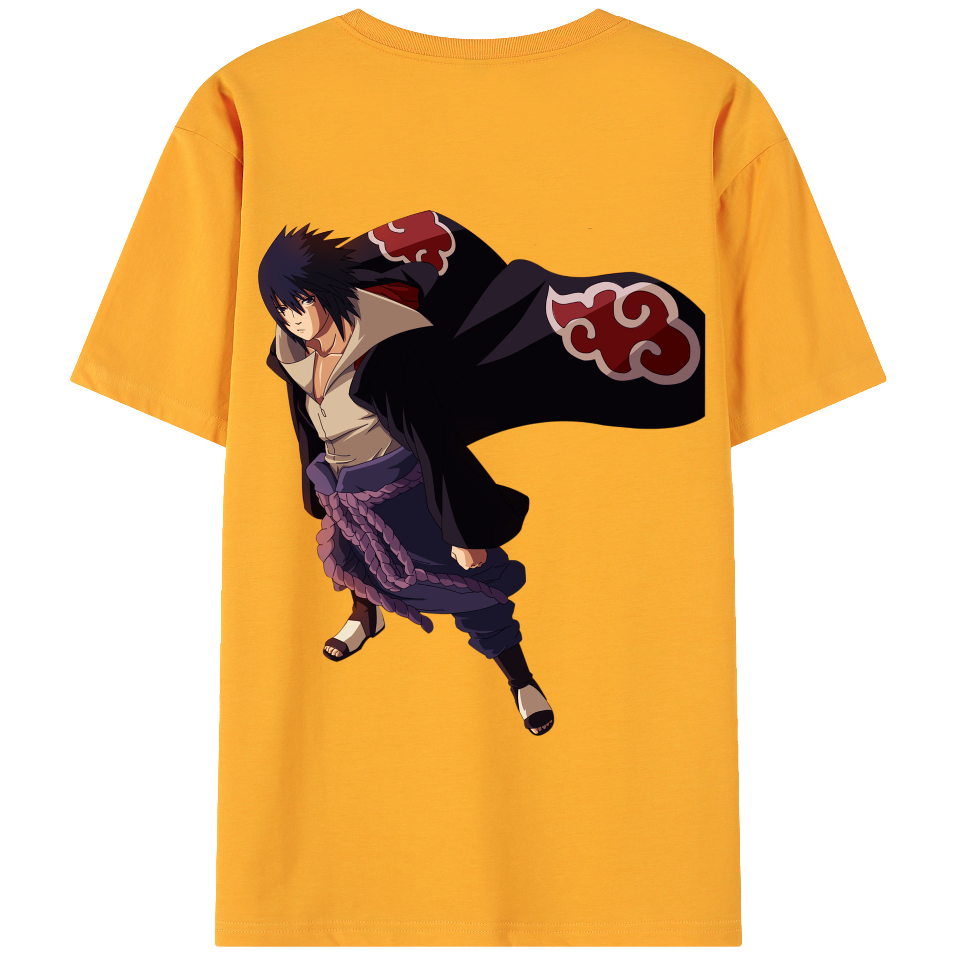 （画像用） NARUTO -ナルト- うちは サスケ Uchiha Sasuke 綿100％ メンズ半袖Tシャツ（バックプリント） 通気性