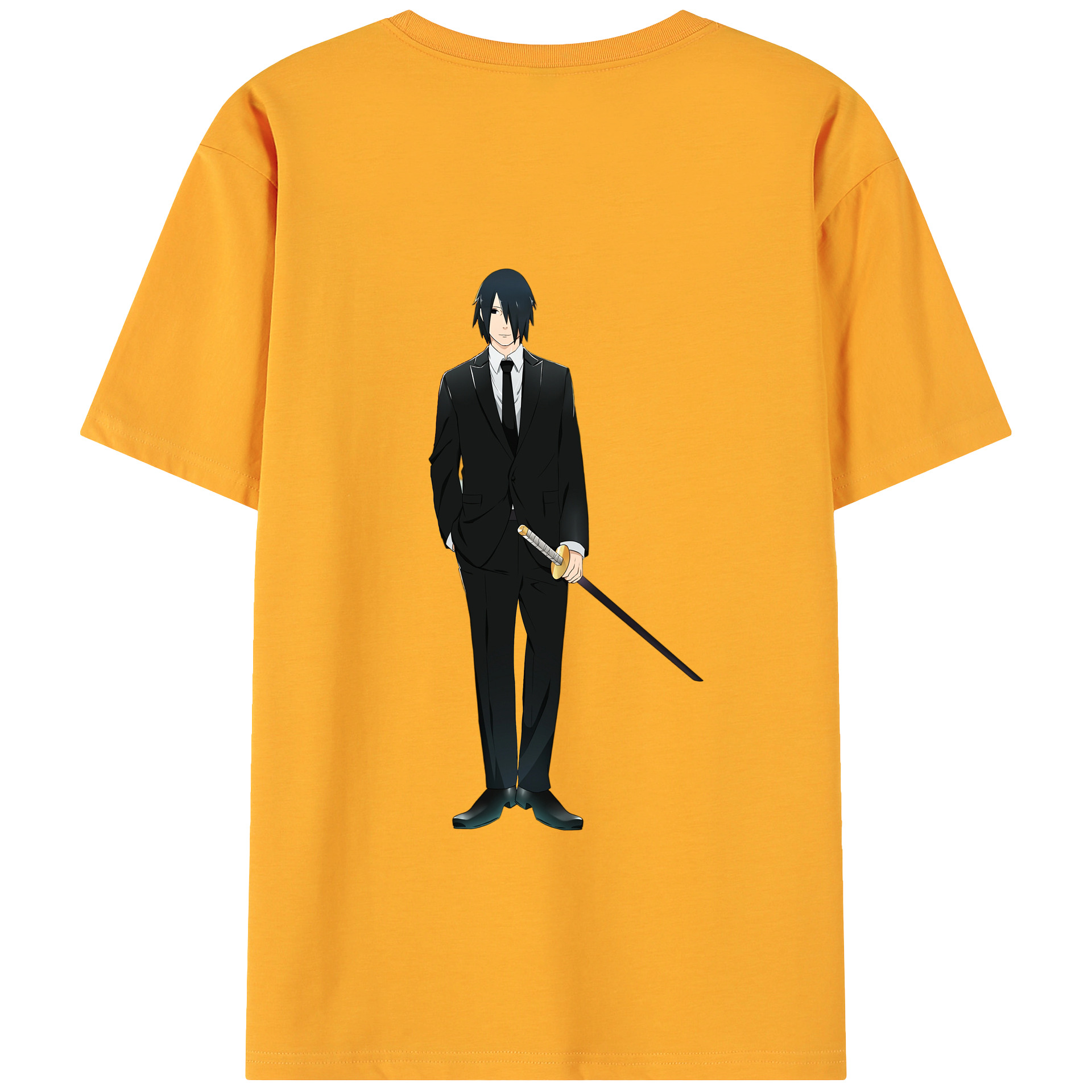 （画像用） NARUTO -ナルト- うちは サスケ Uchiha Sasuke 綿100％ メンズ半袖Tシャツ（バックプリント） 通気性